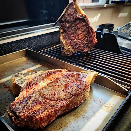 WELL GRILL Edelstahl Plancha Grillplatte für Napoleon LE/LEX/Prestige & Rösle Videro & Weber Gasgrill Zubehör, BBQ Grillplatte und Spachtel Schaber set 45x34CM 4