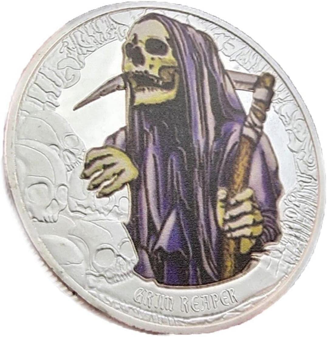 Amazon.co.jp: ハロウィン記念コイン 死神スカル柄 チャレンジコイン ハロウィン コレクション 記念コイン 1個入り : ホビー