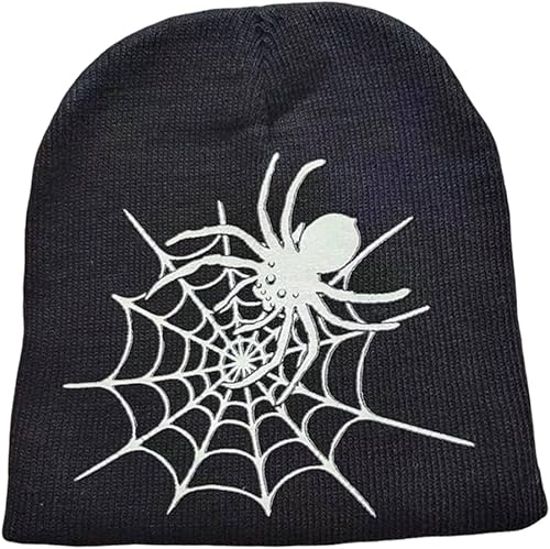 Miniatura 5 de Y2K Beanie - Gorro luminoso con diseño de esqueleto a mano, diseño de calaveras, tejido de araña, gorro holgado