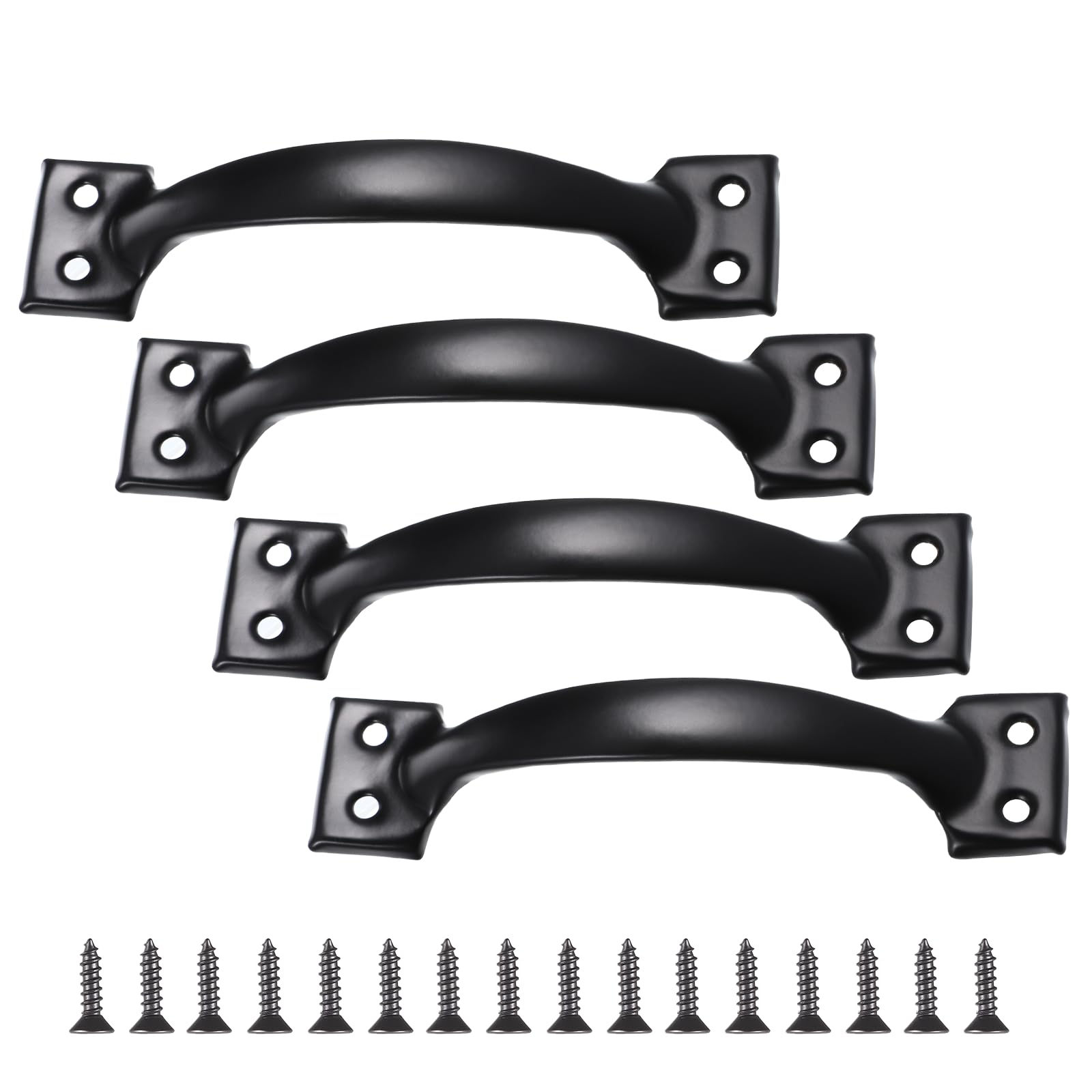 Xthrotsenk 4pcs 6” Metal Fence Door Handles Bow Barn Handle Cabinet Handles Vintage Barn Door Pulls Large Doors Pulls Curved Cupboard Handle for Furniture Kitchen Drawer Dresser Gate Shed Doors Gate
