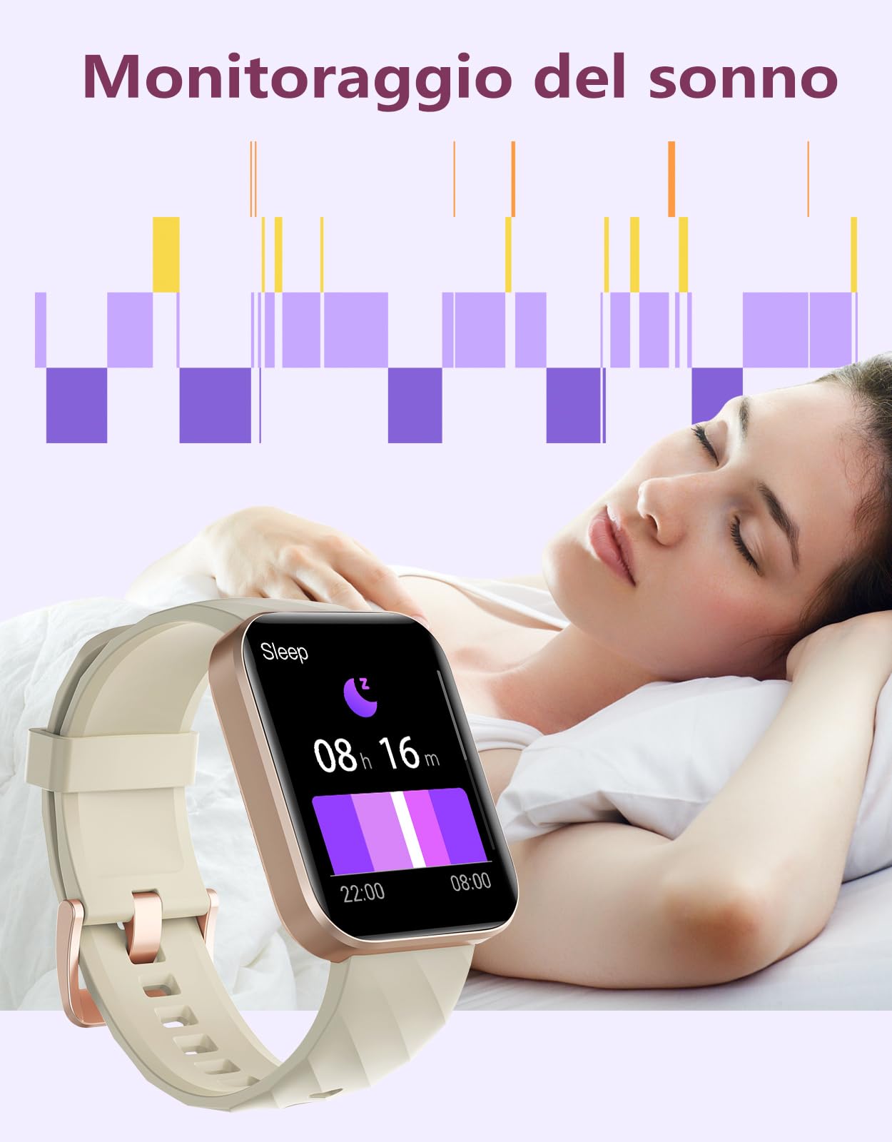 RUIMEN Smartwatch Uomo Donna Chiamate e Whatsapp Smart Watch Contapassi Cardiofrequenzimetro da polso Saturimetro Orologio Smart Fitness Sportivo Impermeabile per Android iOS Galassia