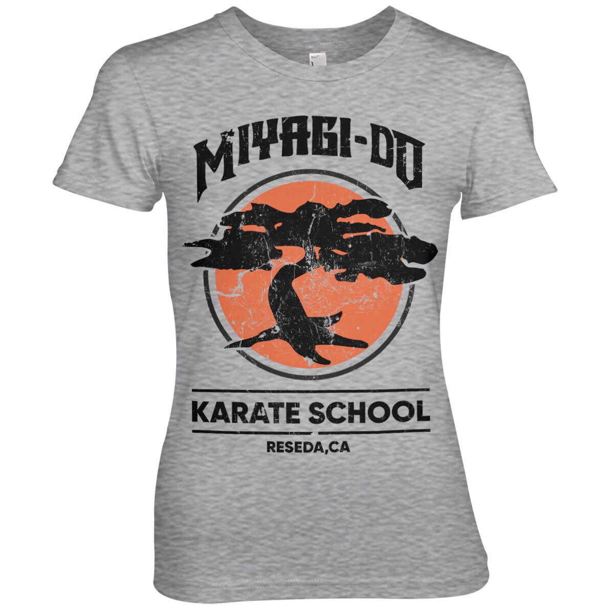 Cobra Kai Officially Licensed Miyagi-Do Karate School Women T-Shirt (Heather Grey), Large