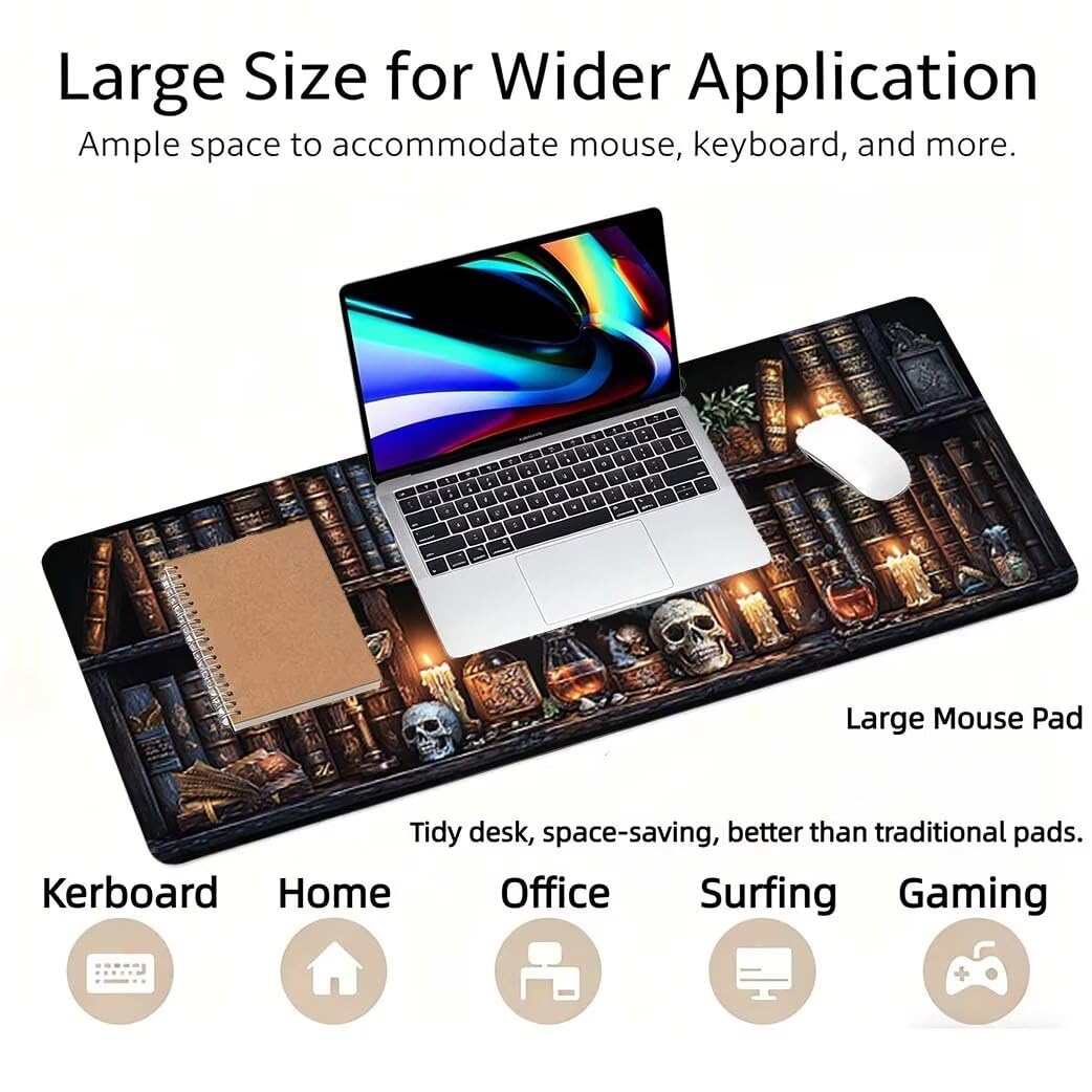 Lpfieonn Semplice Tappetino Scrivania XXL, 160x80cm- Tappetino Mouse Gaming, Bianco Tappeto Scrivania Extralarge, Mouse Pad XXL con Base in Gomma Antiscivolo, Bordi Cuciti PF-3695