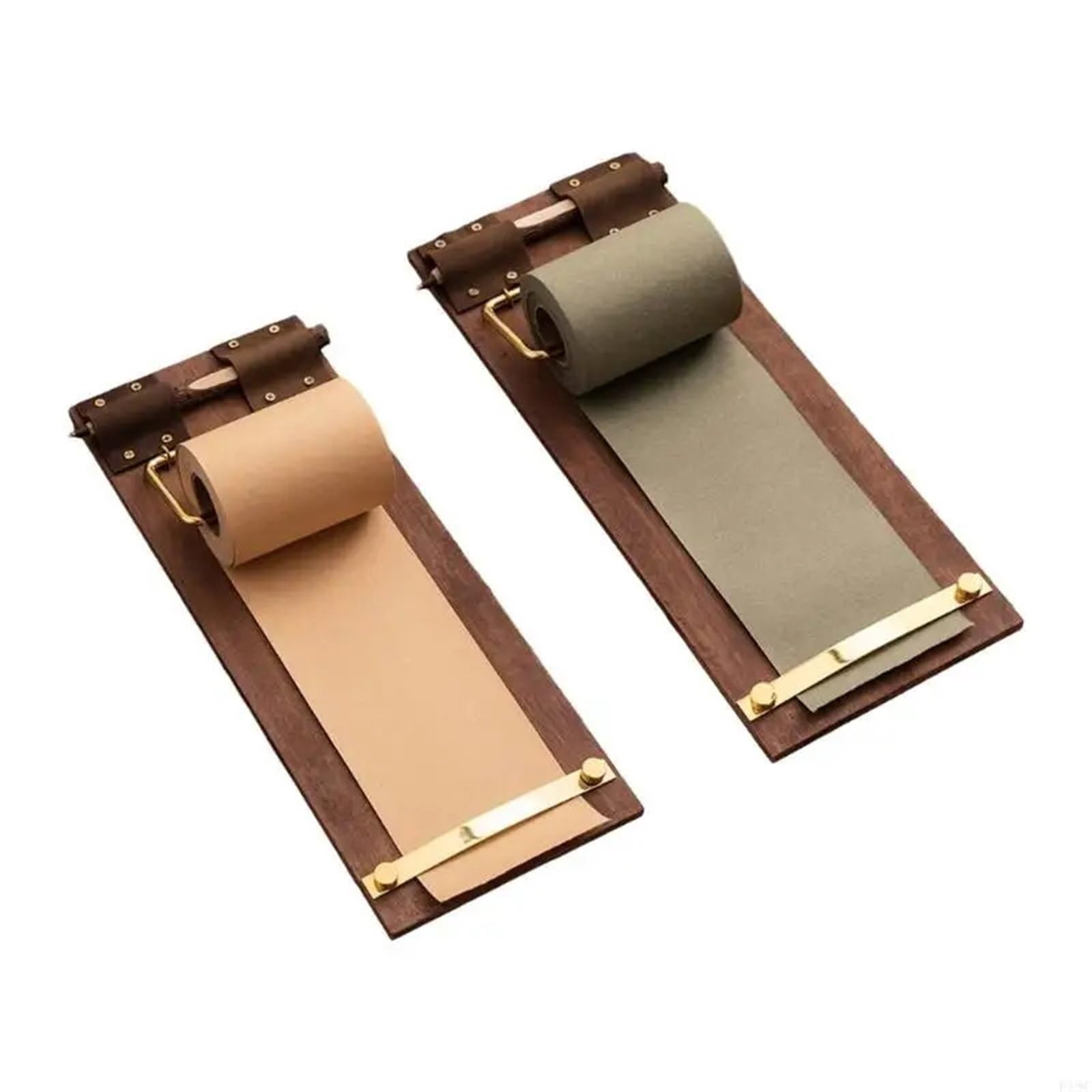 zyrqon Wall Mounted Paper Roll Dispenser with Cutter Retro Memo Pad Board Clip Can Tear Sticky Notes Paper Memo Board Clip Memo Paper Tearable Non-Sticky Blank Wooden Memo Pad(2 sets Board)