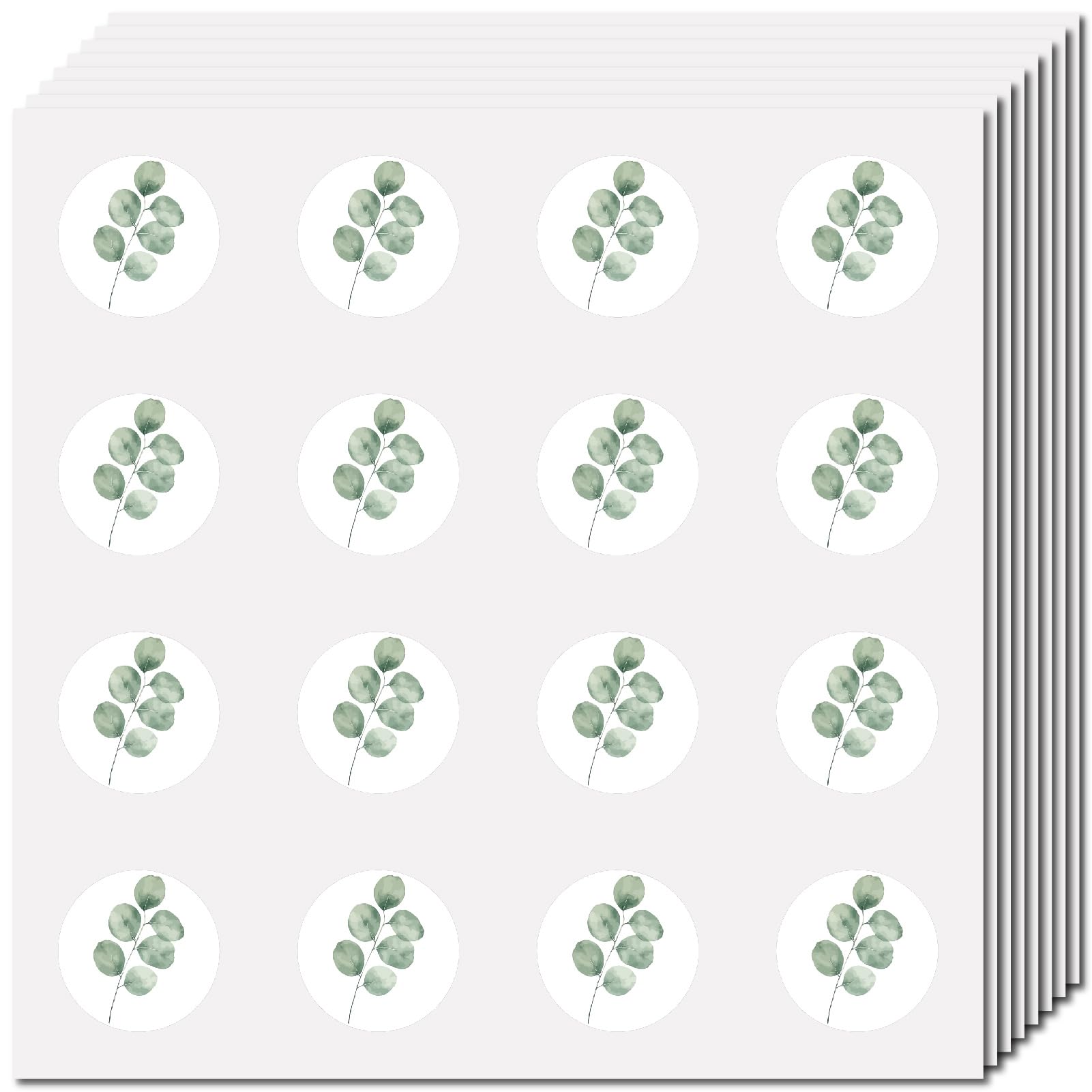CREATCABIN 128Pcs Green Leaf Planner Stickers Eucalyptus Leaves Helmet Sticker Self-Adhesive Waterproof Round Dot Cartoon Decal Bulk Tags for Scrapbooking Calendar Water Bottles Laptop Cup 2.5cm