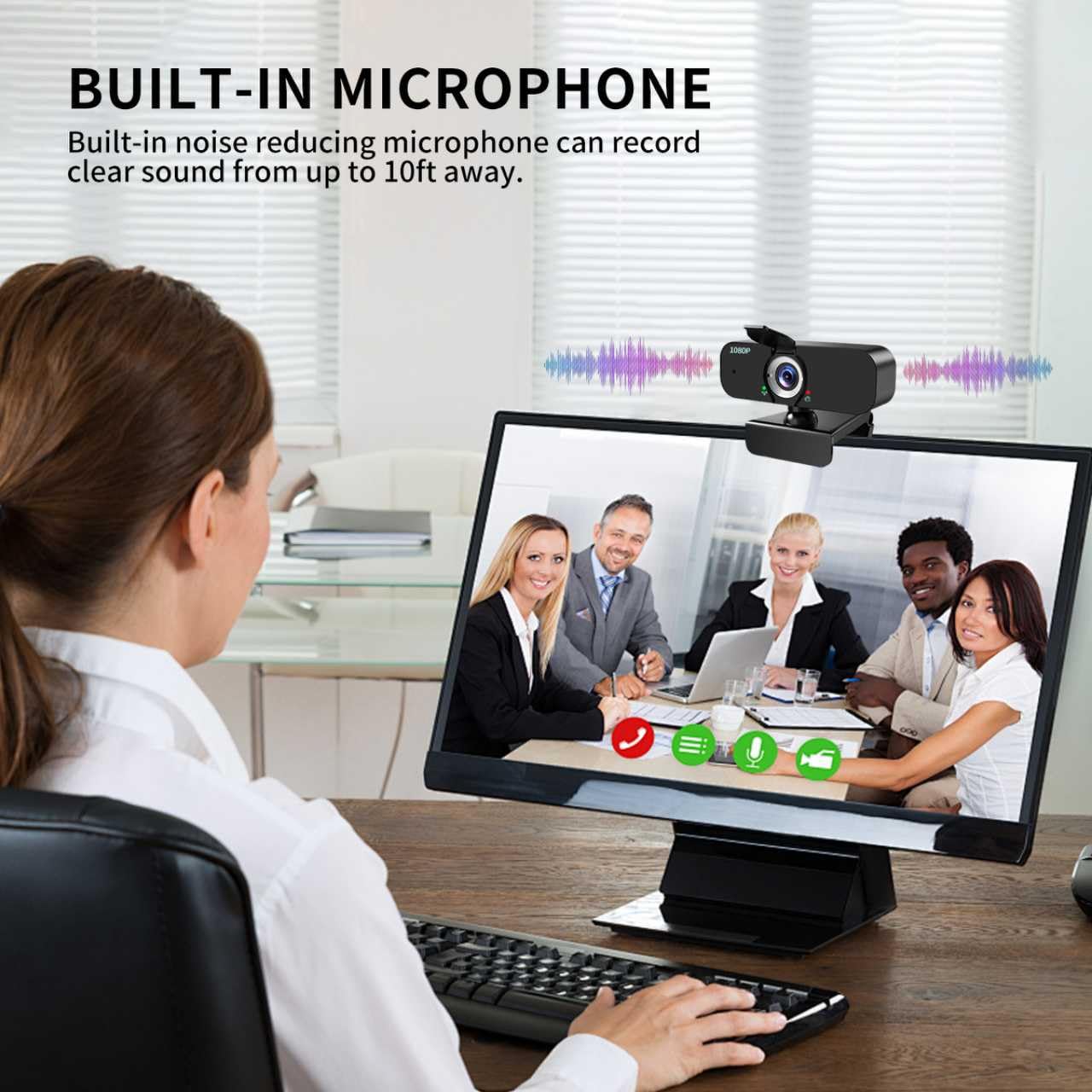 Cámara web 1080P para ordenador/portátil/escritorio/PC, cámara externa con micrófono, USB Plug & Play, corrección automática de poca luz, cubierta de privacidad, trípode, gran angular para