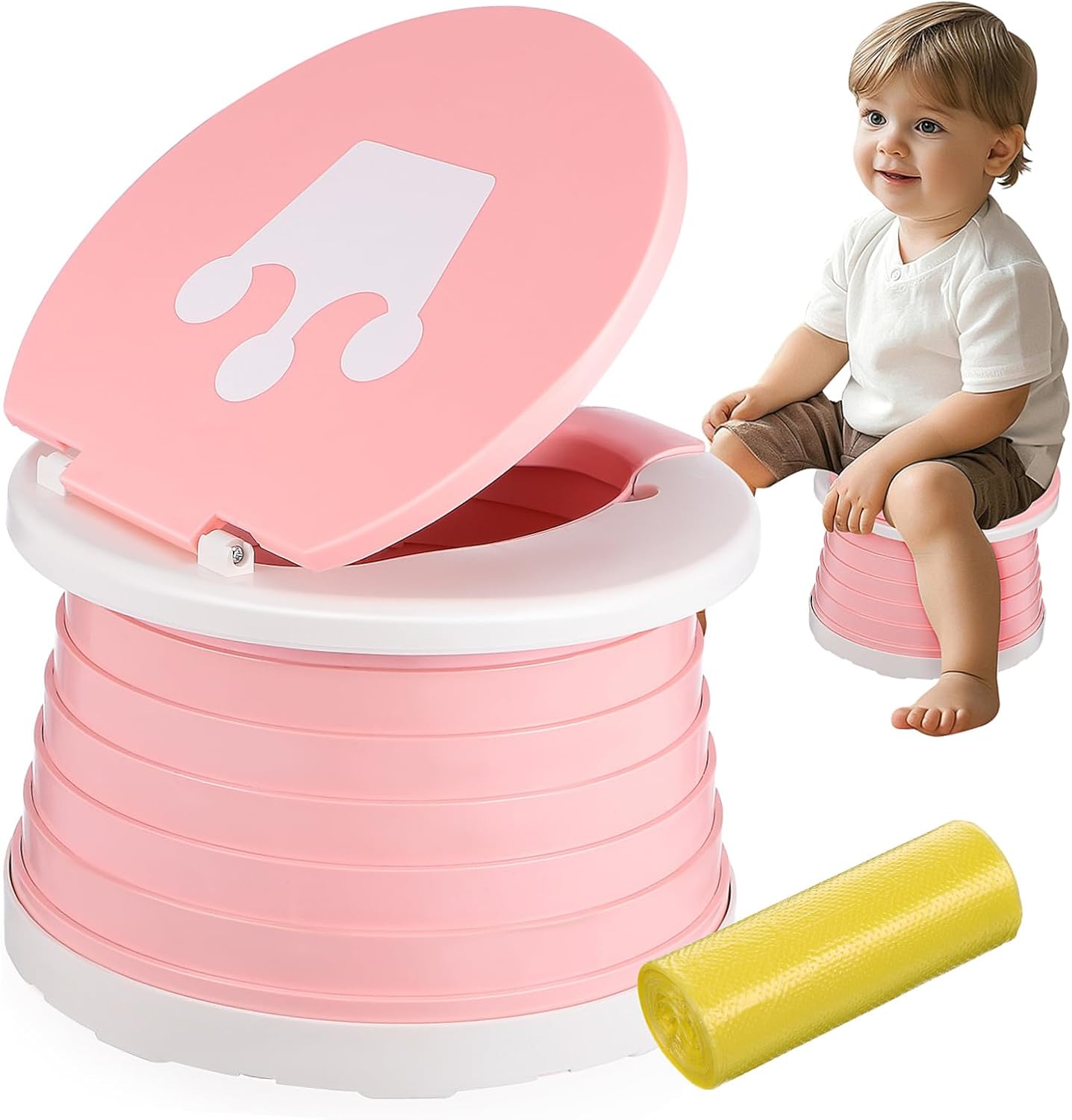 1 Set Foldable Potty Seat for Portable Toilet Training Seat with Backrest for Travel Camping Home Use Sturdy Construction Friendly Design Versatile Comfortable