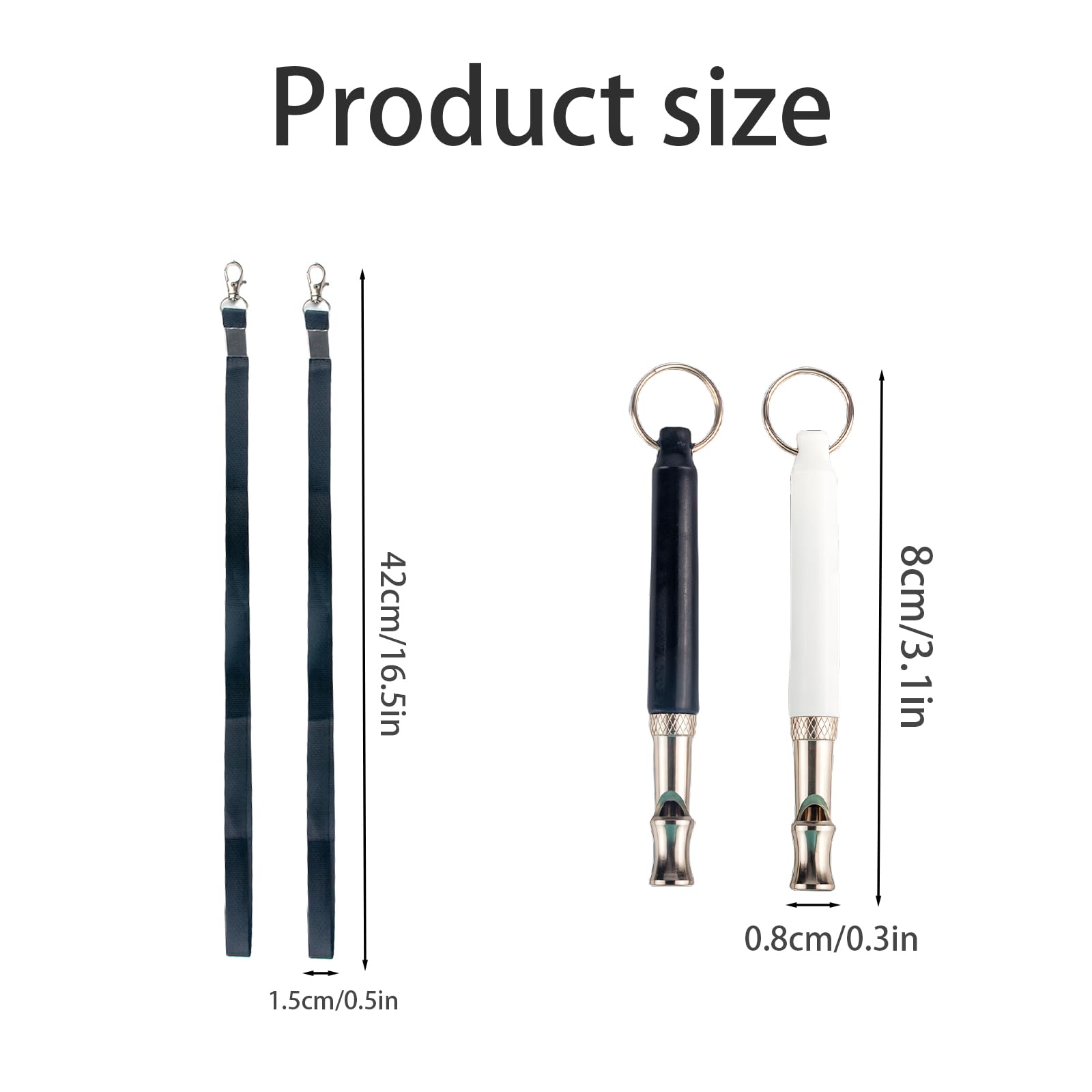 AYNKH 2 Pcs Recall Dog Whistle, HF Silent Dog Whistle, Dog Training Whistle, Dog Whistle Training Aid with Lanyard, Black and White - Image 2