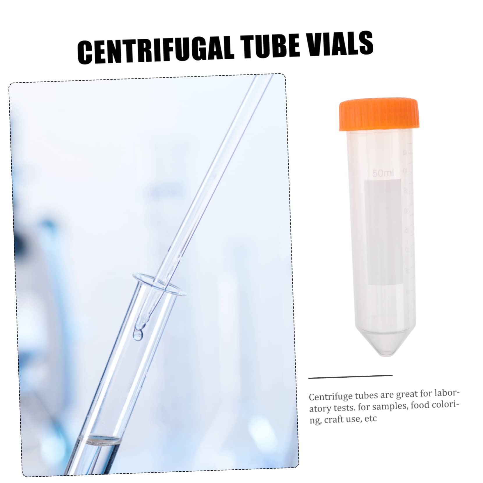 Amosfun 50pezzi Provette Da Centrifuga in Plastica Da Provette Con Scala Di Misurazione Precisa Per Esperimenti Di Laboratorio e Attrezzature Ospedaliere