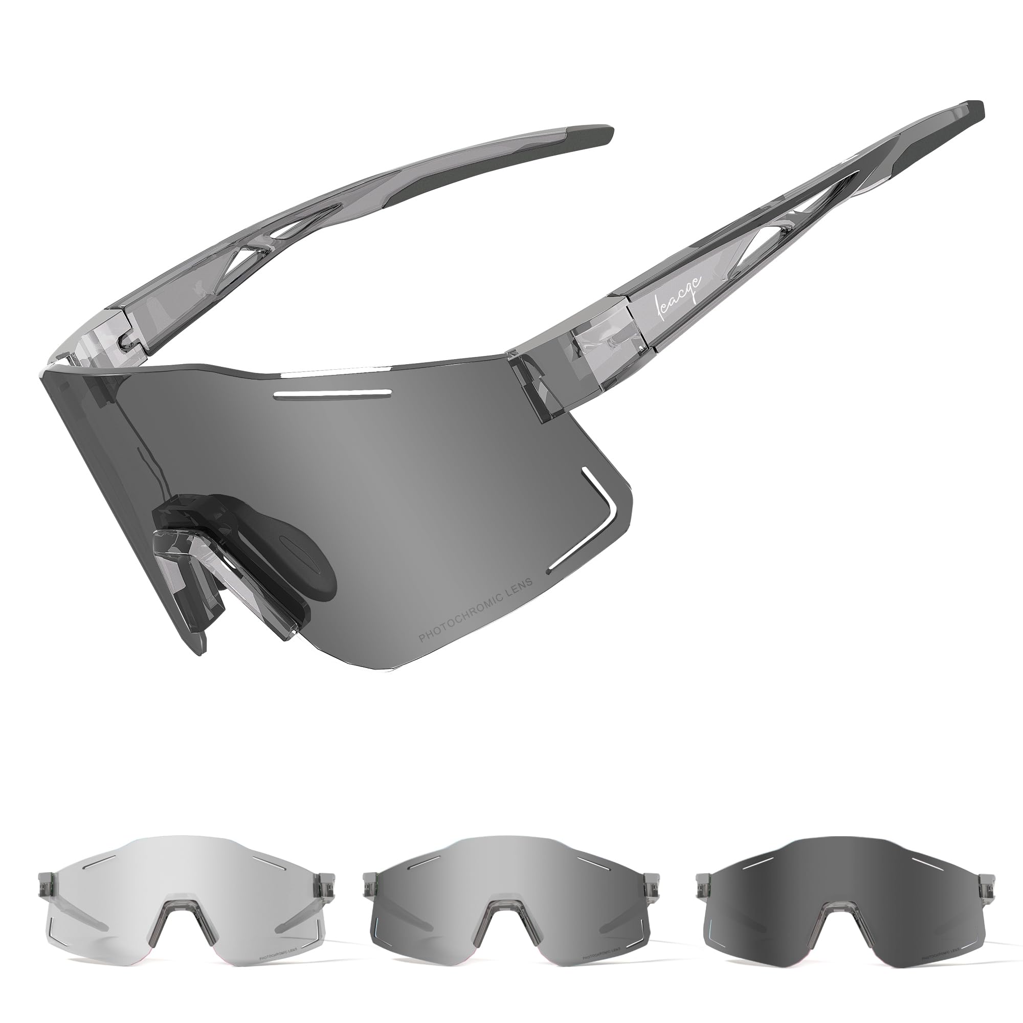 LECAGE Photochromic Cycling Glasses for Men Women UV400 Sports Sunglasses