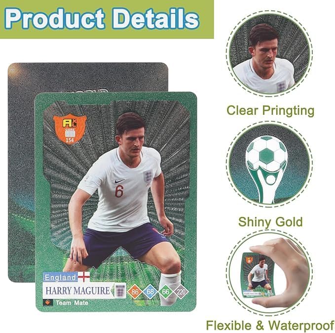 Image of SHAKTISM World Football Star Gold Cards, Soccer Trading Card, 2024 WorldCup StarCard, UEFA Champions League, Pack of 55 (World Football Star Soccer Card Multi)