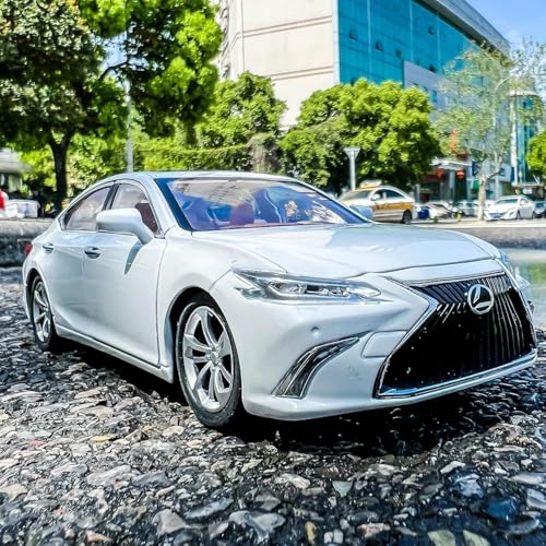 Image of Compatible for 1:24 Lexus ES300 Alloy Diecast Collectible Toy Car with Light & Sound | Pull Back Vehicle with Openable Doors | Metal Model Car Gift Toy for Boys Girls & Kids (White)