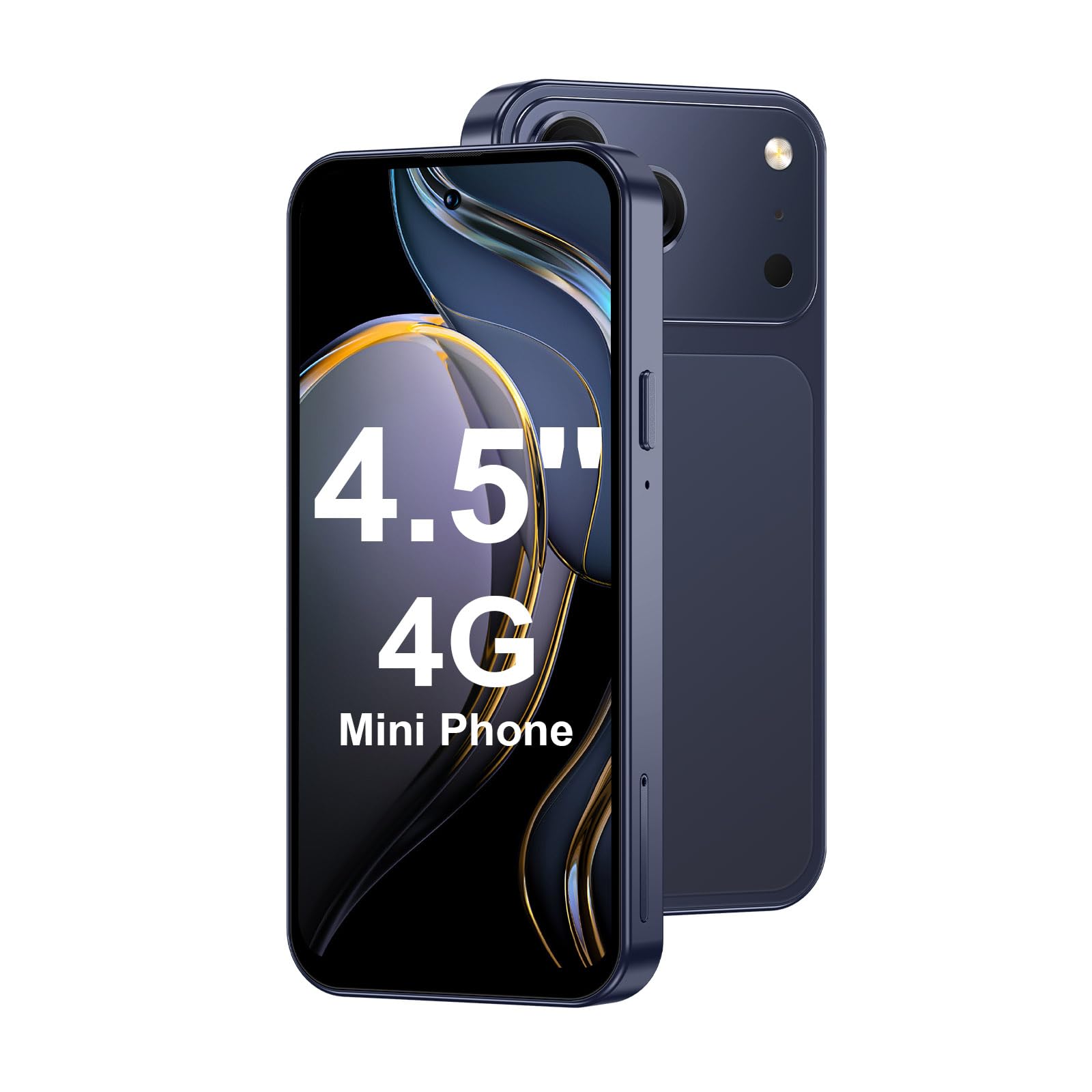 4.5'' Mini Phone 64GB Unlocked 4G Mobile Smartphone with 2000mAh Battery Compact Backup Mini Phone for Kids & Students Dual SIM Face ID Blue | 4.5'' HD Screen