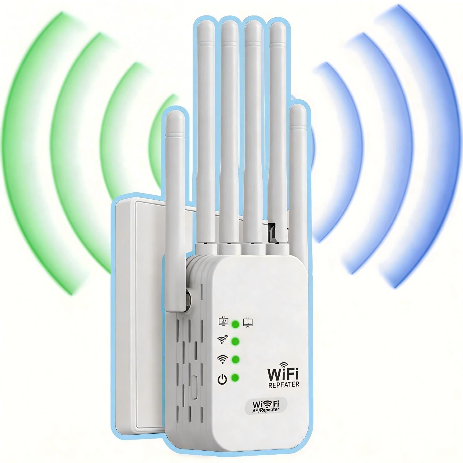 Repetidores WiFi,Amplificadores de señal WiFi,potentes amplificadores WiFi,Extensores WiFi,con 6 Antenas,2 Puertos LAN,Cobertura de hasta 10000 m²,Adecuado para oficinas y hogares,fácil de Instala