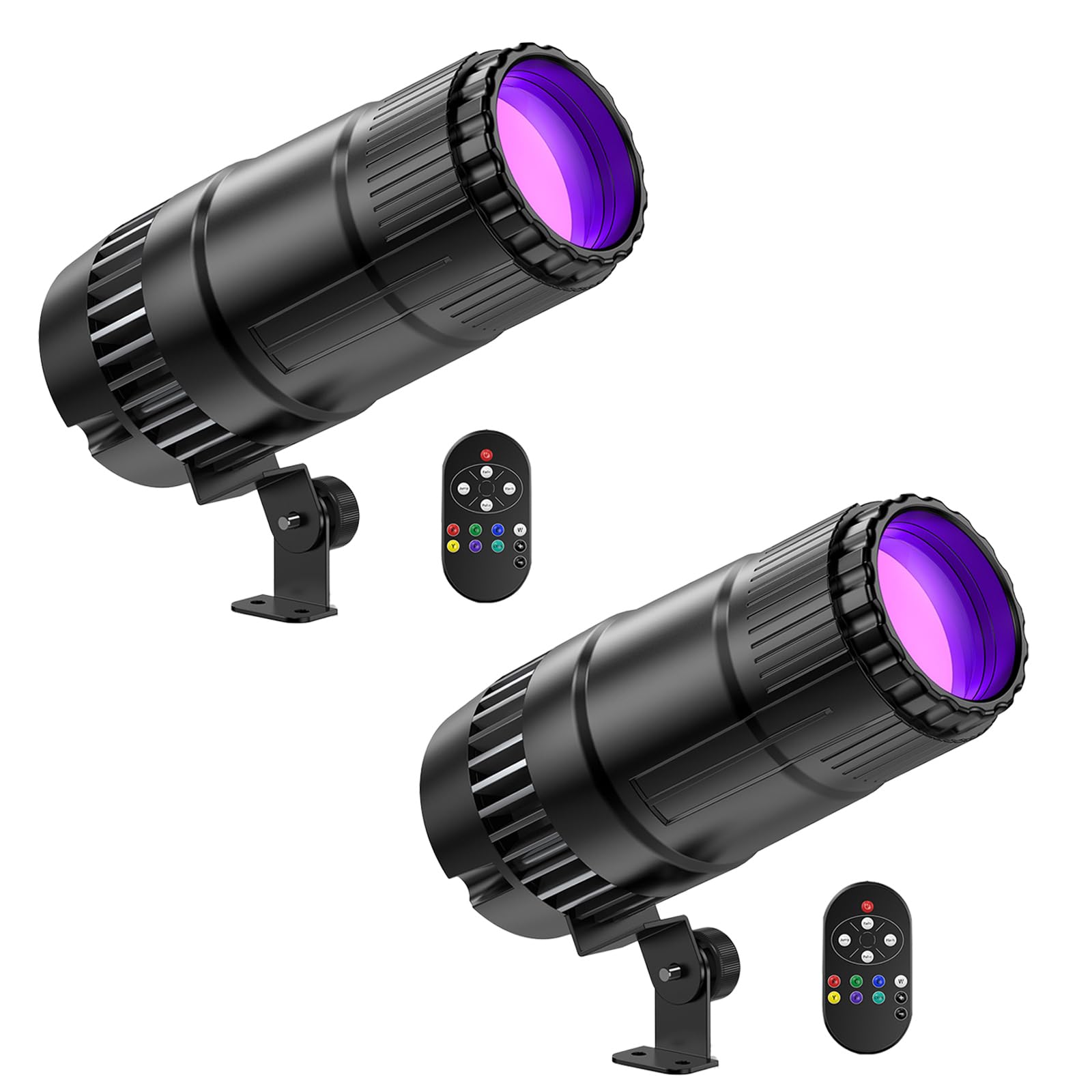 2PCS Projecteur Boule a Facette 30W Pin Spot LED Éclairage de Scène RGBW Projecteur avec Télécommande 4 modes Boule Miroir pour Bars Fêtes Halls