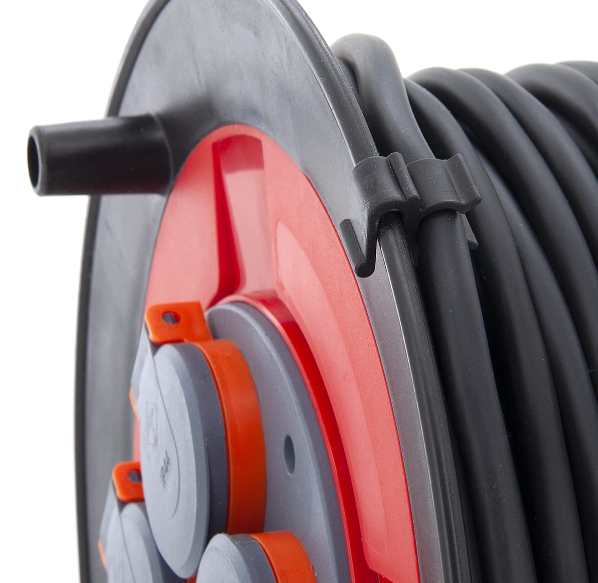 Gomma - Avvolgicavo impermeabile con 4 prese, Schuko IP44, forte e robusto, per esterni H05RR-F 3G2,5mm2 50M