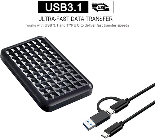 Miniatura 2 de Disco duro externo portátil ultra delgado de 250 GB USB 3.1 tipo C 2.5 '' almacenamiento HDD para PC, Mac, portátil, PS4, PS5, Xbox one