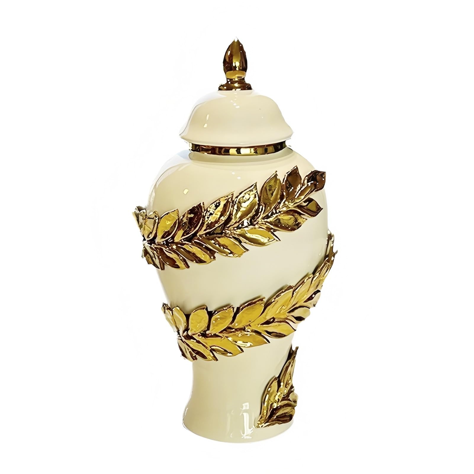 Słoik na imbir, ręcznie robiona dekoracja, stabilny wazon na kwiaty z pokrywką, ceramiczny wazon na stół do salonu(Large)