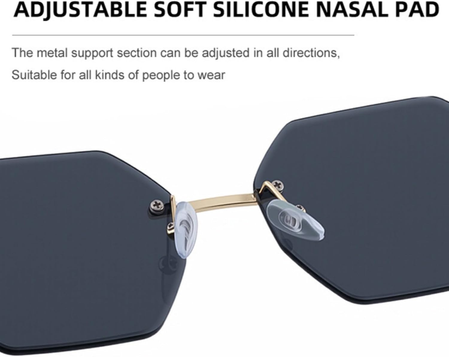 MUTYNE Rimless Sunglasses For Women Men, Polygonal Design, Double Beam Retro Driving Sun Protection Uv400