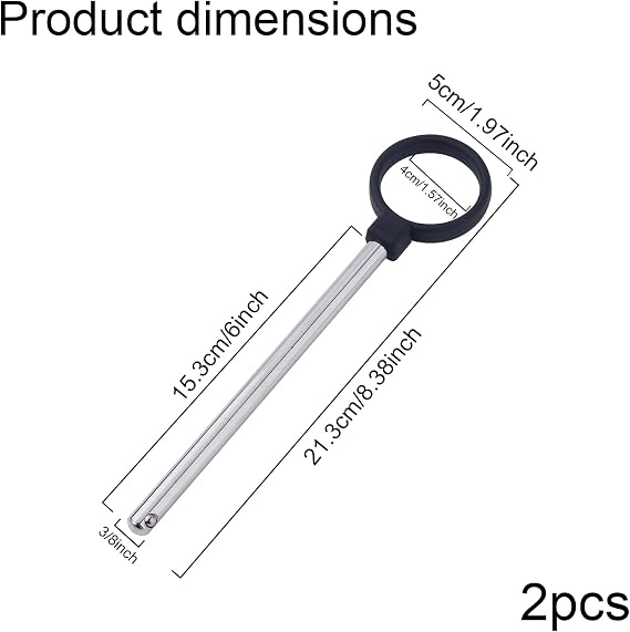 2pcs Ring Shaped Weight Machine Stack Pin, 3/8 Inch Diameter Drop Set Pins 6 Inch Gym Pins for Weight Stack Carbon Steel Loading Pin for Weight Plates Weight Selector Stack Extender Pin for Home Gym