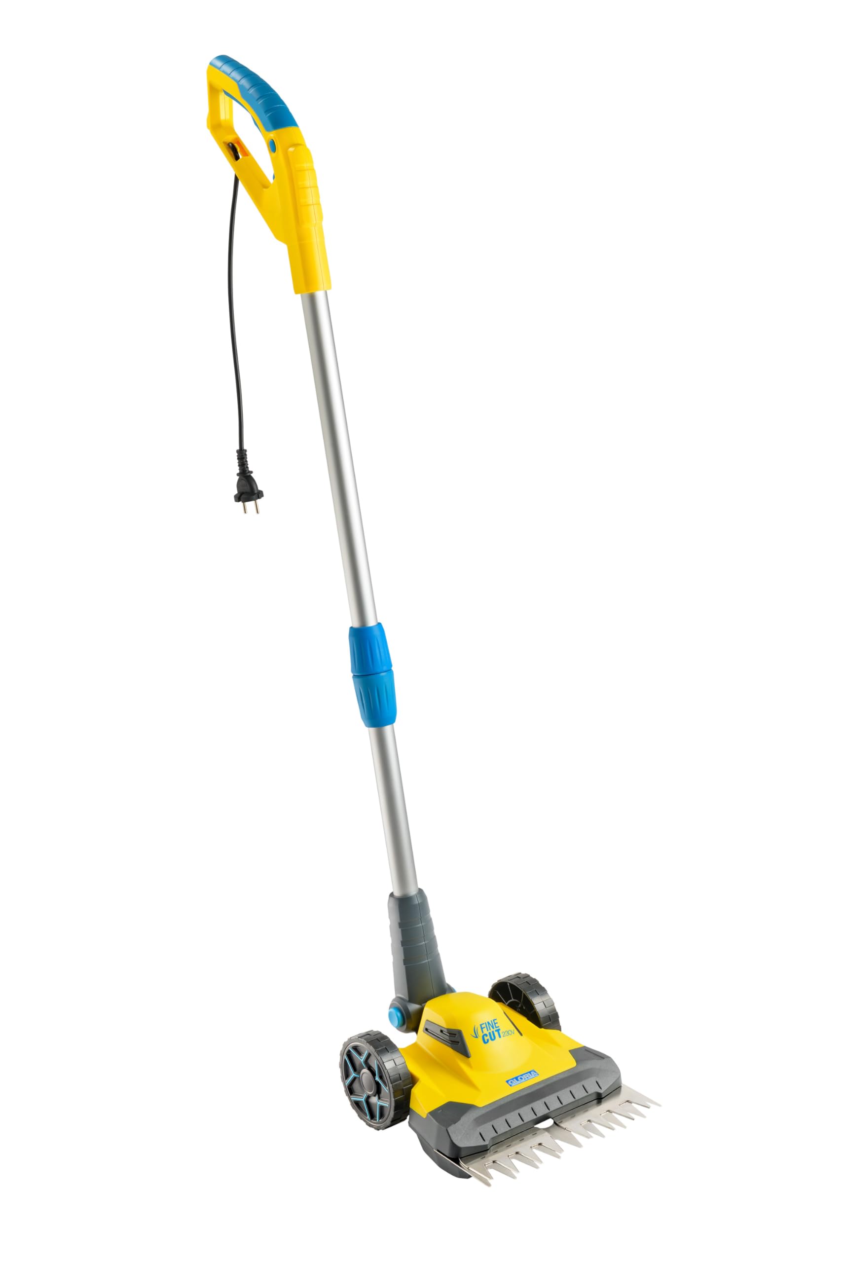 GLORIA FineCut 230V Tagliaerba elettrico per prato e bordi-Integrato per robot tosaerba e tosaerba a scoppio |Larghezza di taglio 25cm |Angolo del manico regolabile |Soluzione ideale per piccoli prati