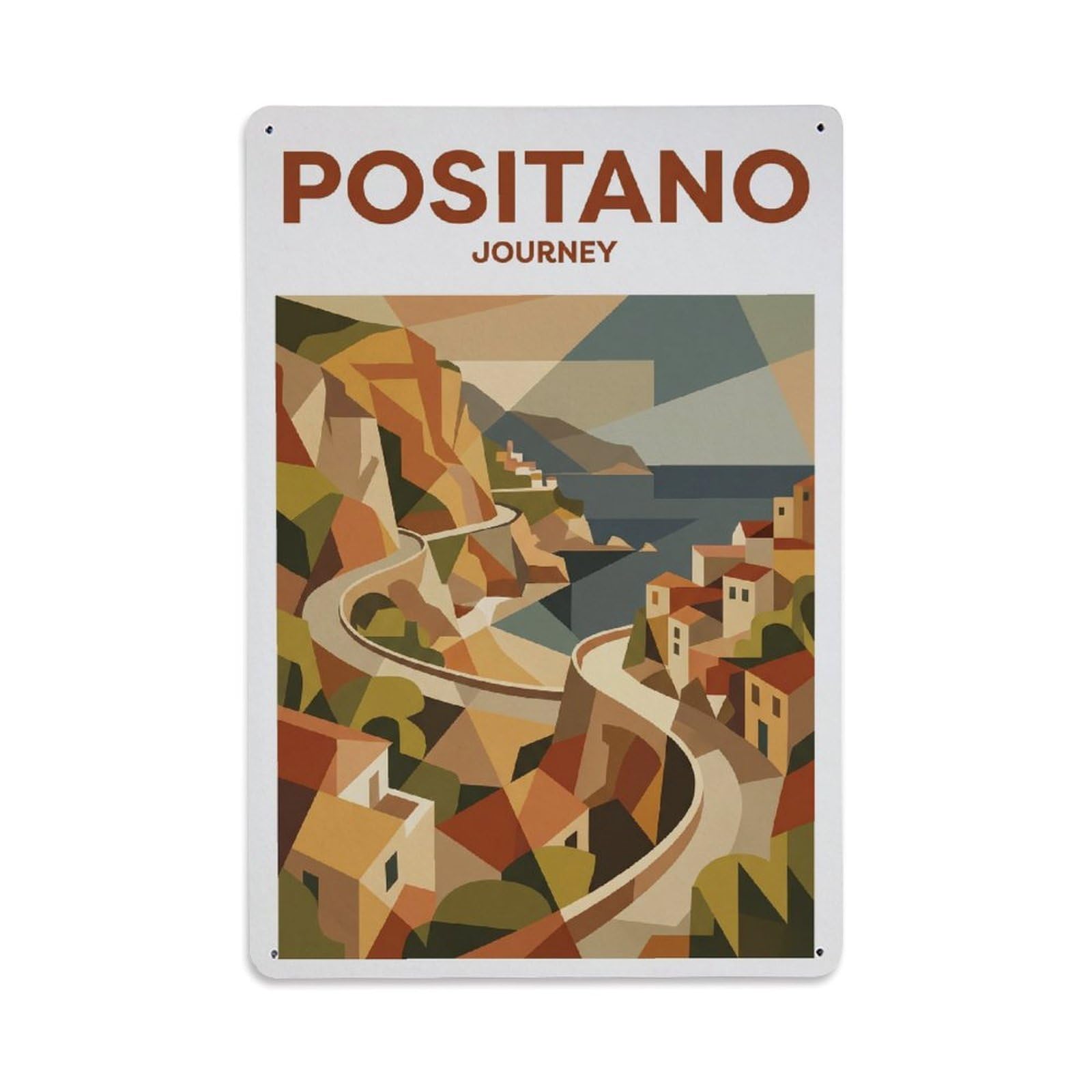 Vintage Travel Positano Italy Journey Metal Tin Sign Plaque Wall Decor for Cafe, Club Bar, Office, Garden Metal Poster 8x12Inch