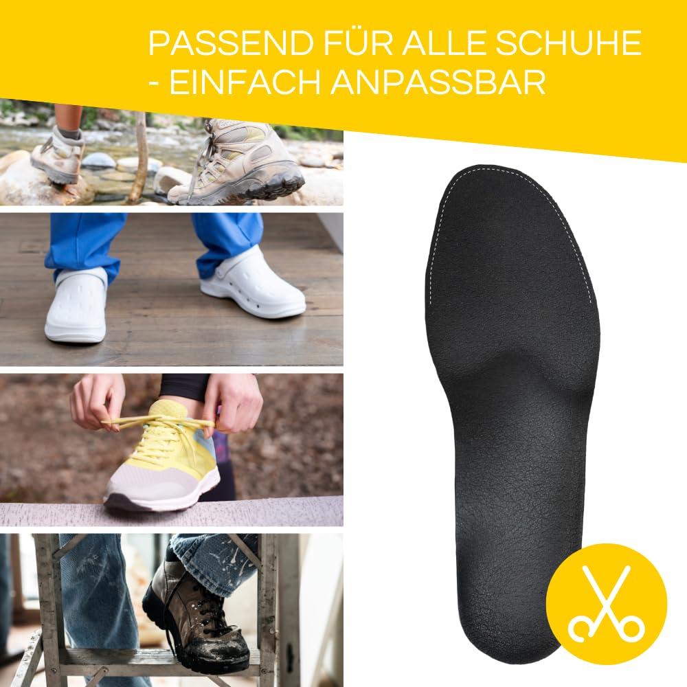 Orthopädische GEL Einlegesohle für Herren & Damen | Anpassbar | Schuheinlagen | Einlagen dünn mit Fersenpolster aus Gel | Geleinlagen bei Fersensporn, Plantarfasziitis, Rückenschmerzen