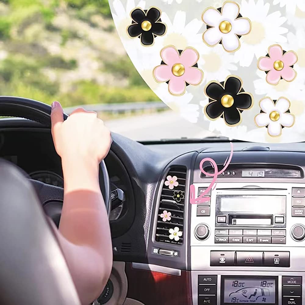 6 Stück Blumen-Luftentlüftungsclip, Klimaanlagen-Auslass, Auto-Lufterfrischer, Auto-Lufterfrischungs-Gadget, bunte Gänseblümchen for Mädchen und Frauen, süße und elegante Auto-Dekoration/120/703