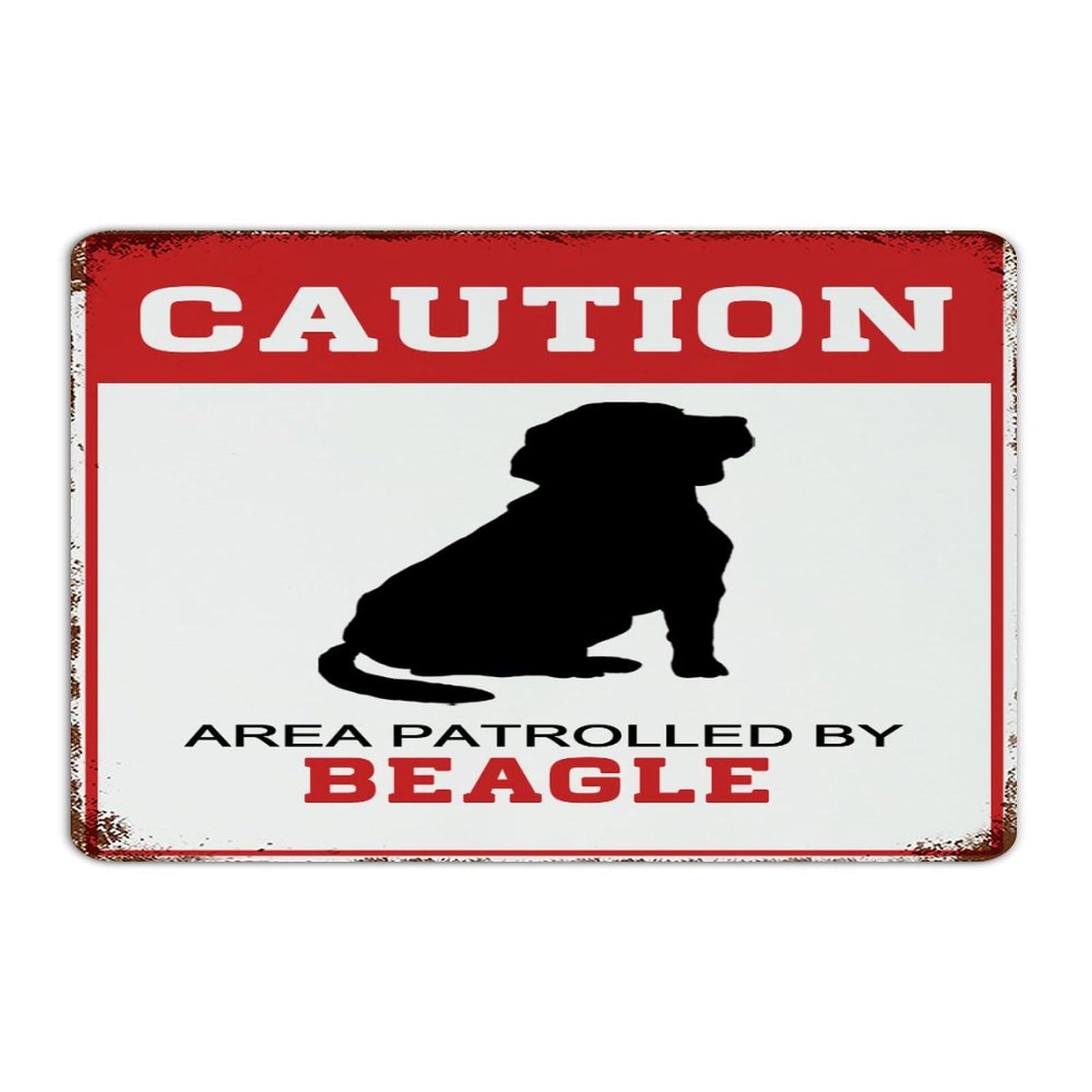 Panneau en métal Area Patrolled by Dog Beagle pour décoration murale