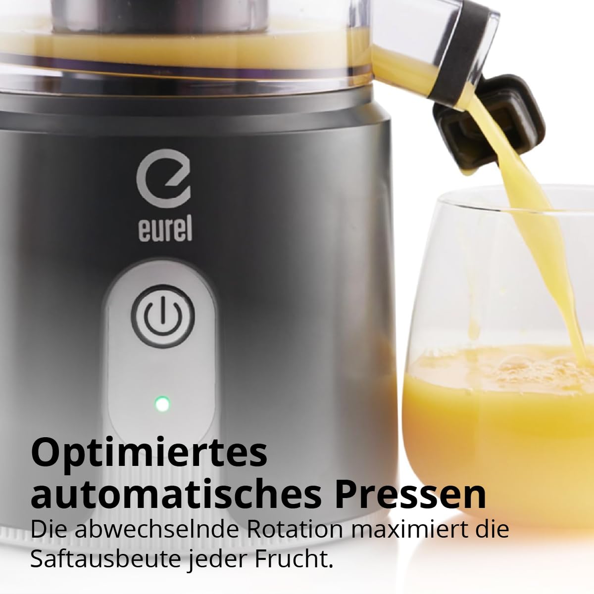 EUREL OA42 Elektrische Zitruspresse – Kabellose Zitronenpresse mit Akku – Saftpresse elektrisch für Zitrusfrüchte, BPA-frei, Schwarz