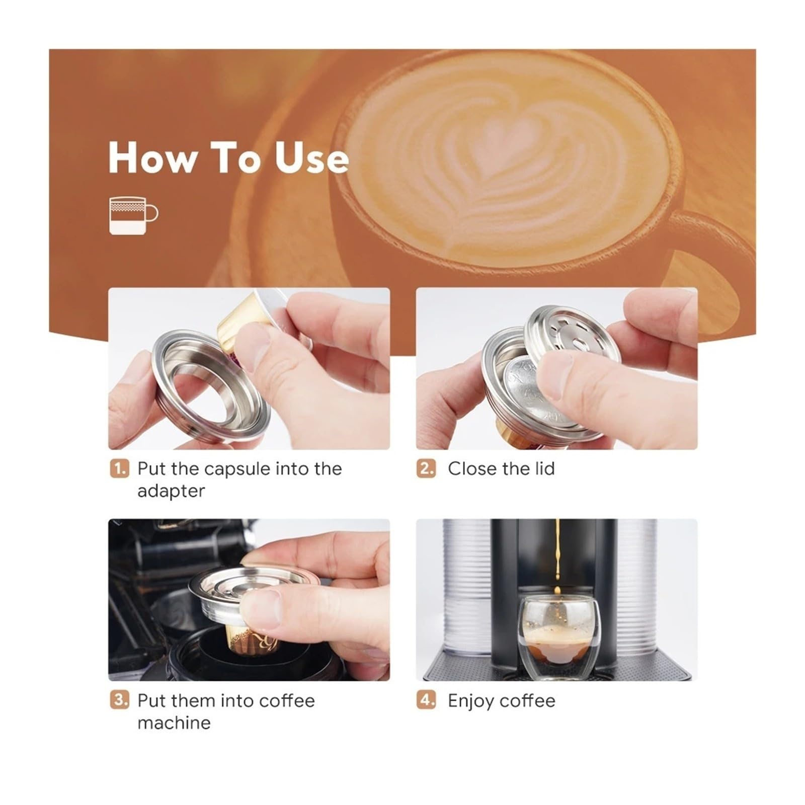 Convertidor De Adaptador De Acero Inoxidable De Cápsula De Café Reutilizable | Compatible Con ICafilas ,Compatible Con Nespresso Vertuo Vertuo Next Pop Machine Capsule Insert Inserto De Cápsula(40ml-80ml)