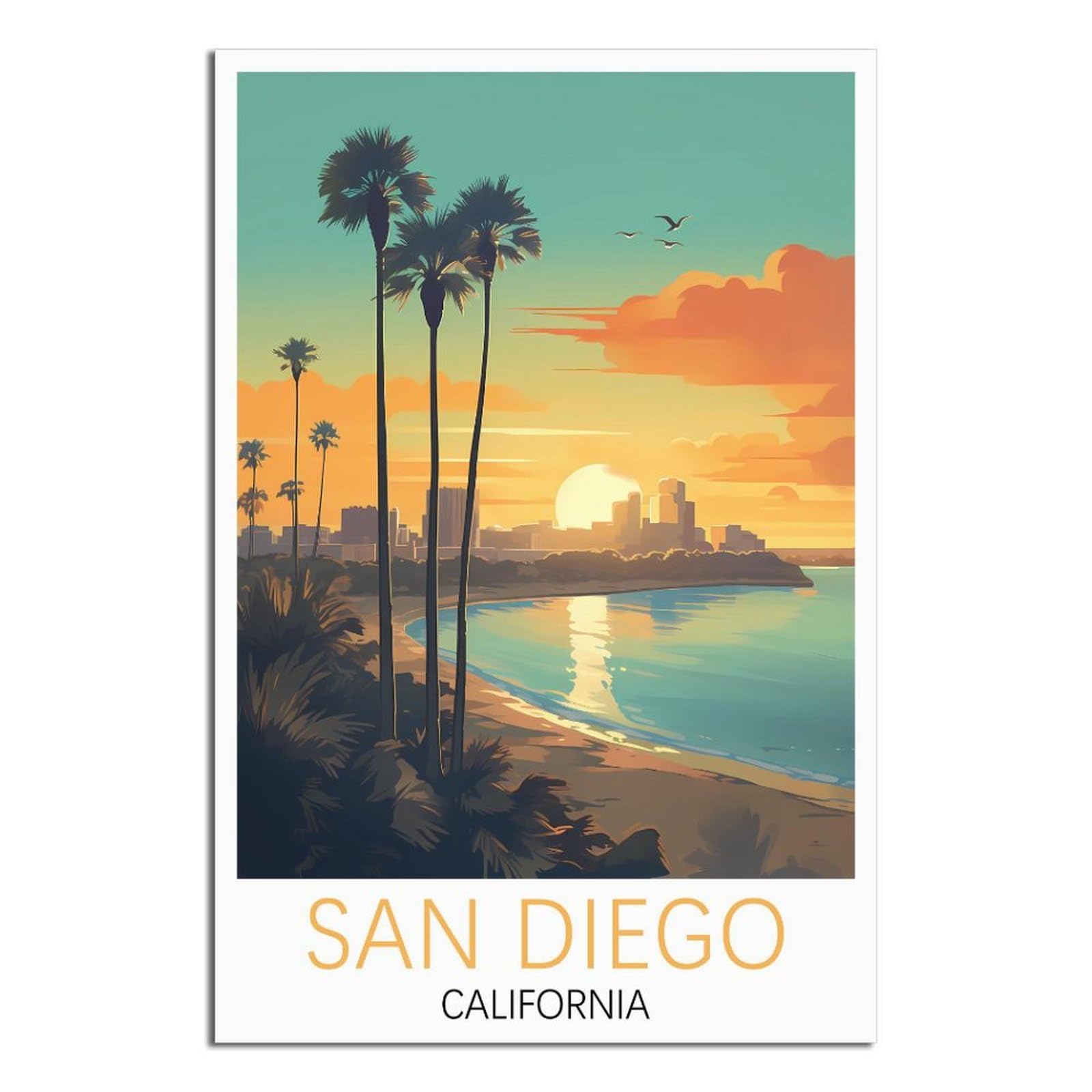 EZMLFA 5D Diamond Painting Kits for Adults,San Diego California,DIY Full Round Drill Diamond Dot Gem Art Kits for Adults,Crafts for Decor 30x40cm