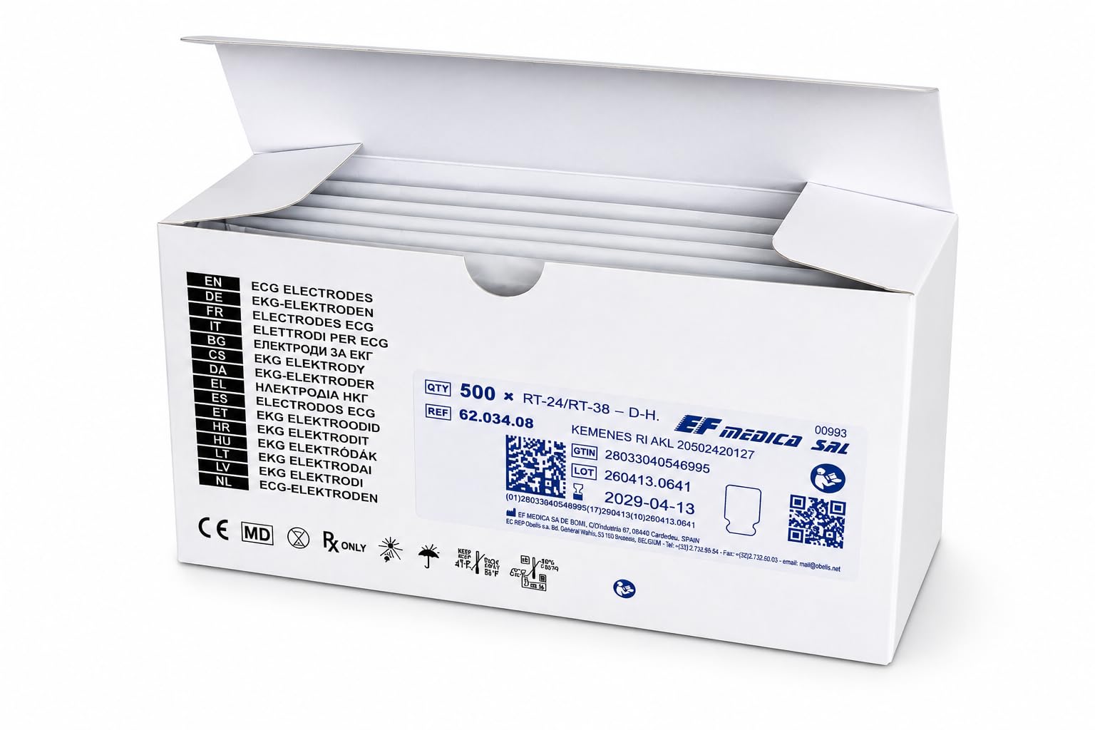 500 Stück EKG-Elektroden & BIA-Elektroden – Einmal-Klebeelektroden – EF Medica RT-24/RT-38