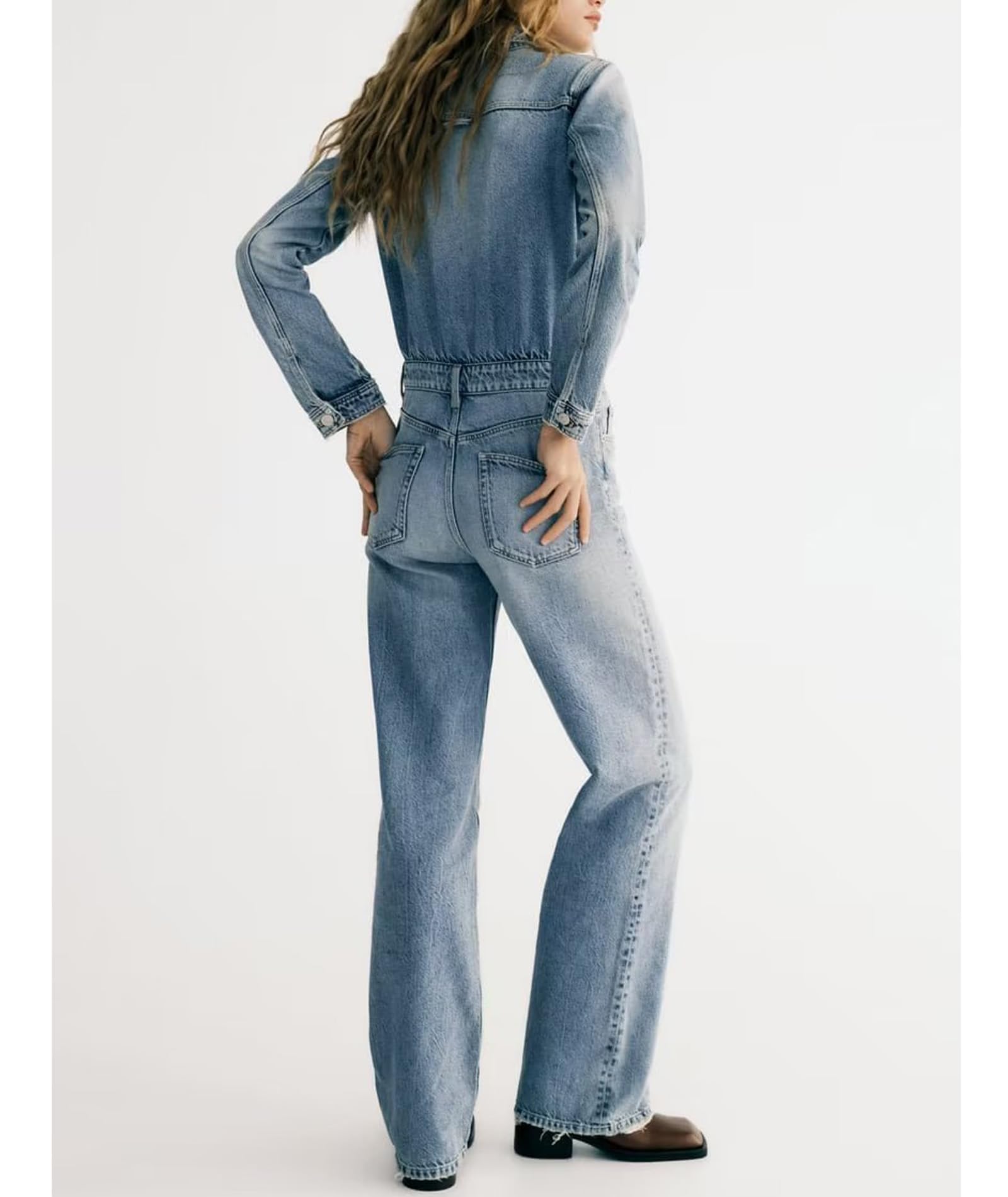 xxxiticat Combinaison en jean pour femme - Manches longues - Coupe ajustée - Combinaison en jean - Combinaison de jeu