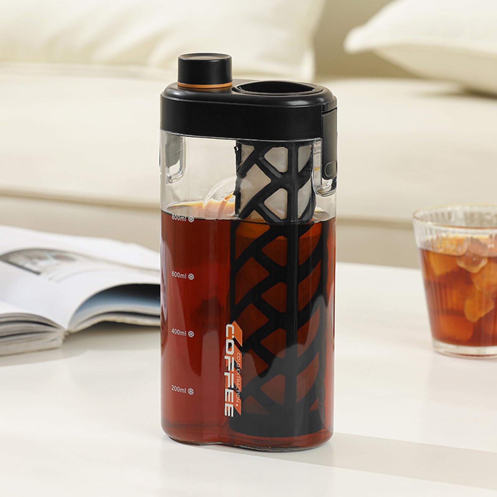 Bouteille de thé portable Cold Brew Coffee Maker Mattista de café froid anti-fuite filtre fin en maille 350 ml