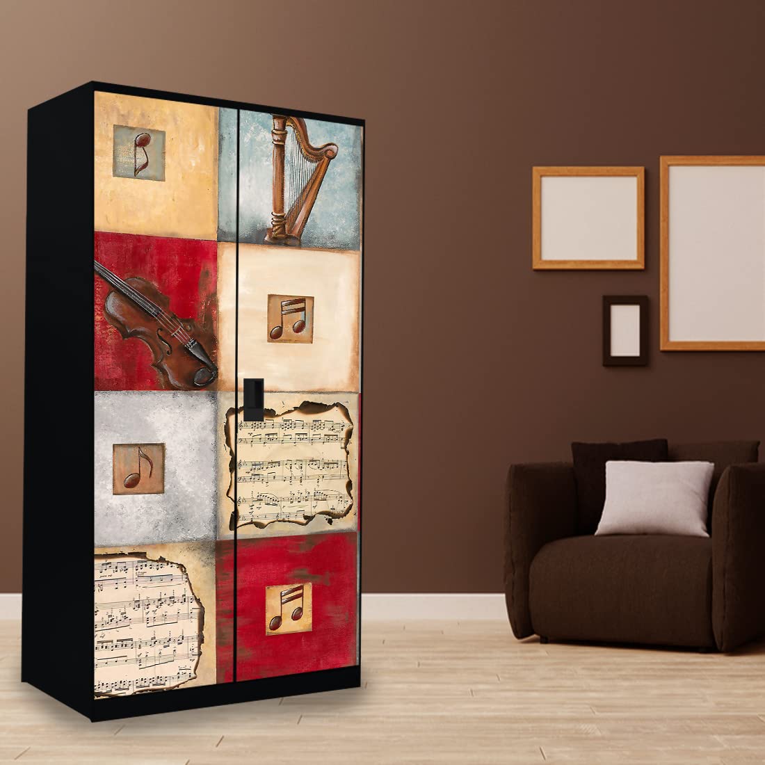 DecorGuruji Almirah Wallpaper Sticker for Doors Large Size (213x99) Cm PVC Vinyl Almira Wall Paper Door Skin Self Adhesive Almirah Stickers, Wardrobe Wallpaper Stickers Home Dcor (MusicalNotesAlmira) (B0DB2CPRYG) Amazon Price History, Amazon Price Tracker
