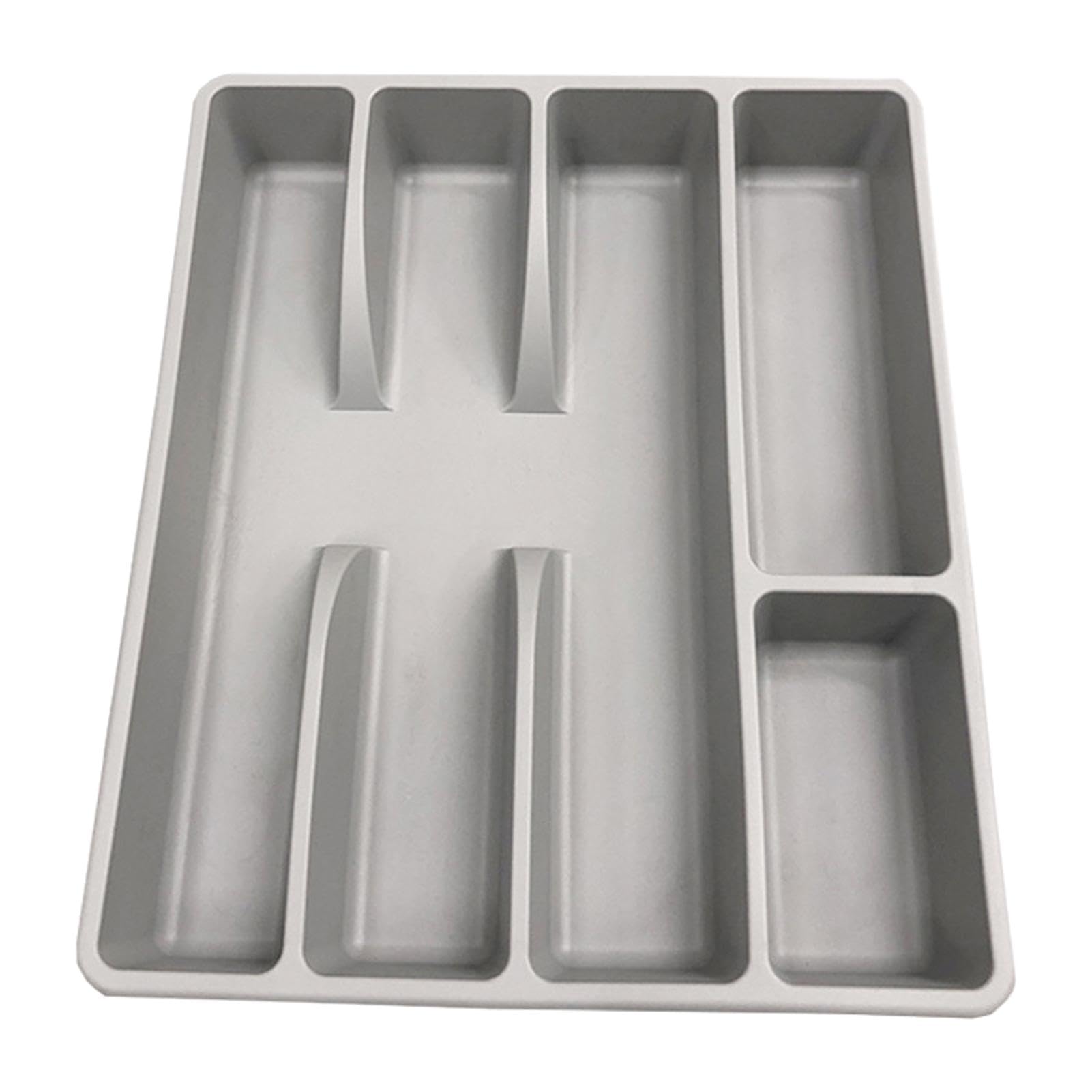 Qtfye Gray Cutlery Tray - Silverware And Flatware Holder Tray | Cutlery Drawer Organiser | Utensil Storage Tray | Tableware Divider Storage Box For Kitchen | Cutlery Organiser Rack For Dining Table