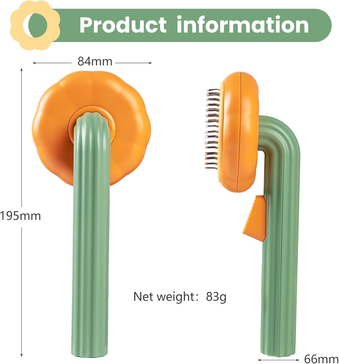 2-in-1 Pet and Cat Grooming Brush with Detachable Head, Brush for Shedding, Self-Cleaning Hair Brush for Remove Tangles and Loose Hair, Brush with Release Button, Grooming Brush for Shedding for Long and Short Haired (Multicolour) 3