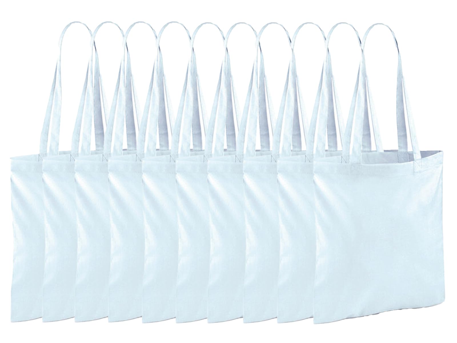 NGWorld Pack of Eco-Friendly Cotton Tote Bags - 10 x Pastel Blue - One Size