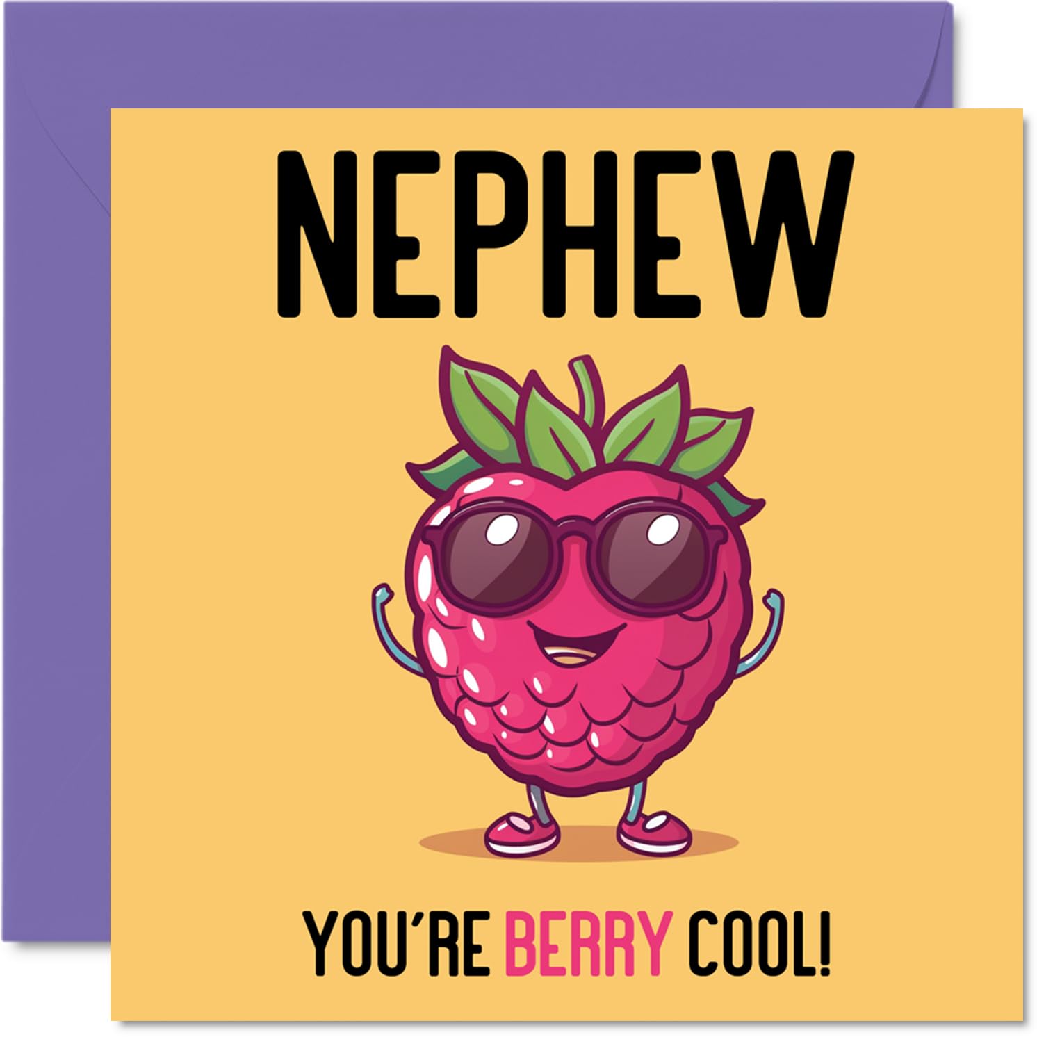Birthday Cards for Nephew - Berry Cool - Funny Happy Birthday Card for Nephew from Uncle Auntie Aunt, 145mm Joke Greeting Cards Men Him