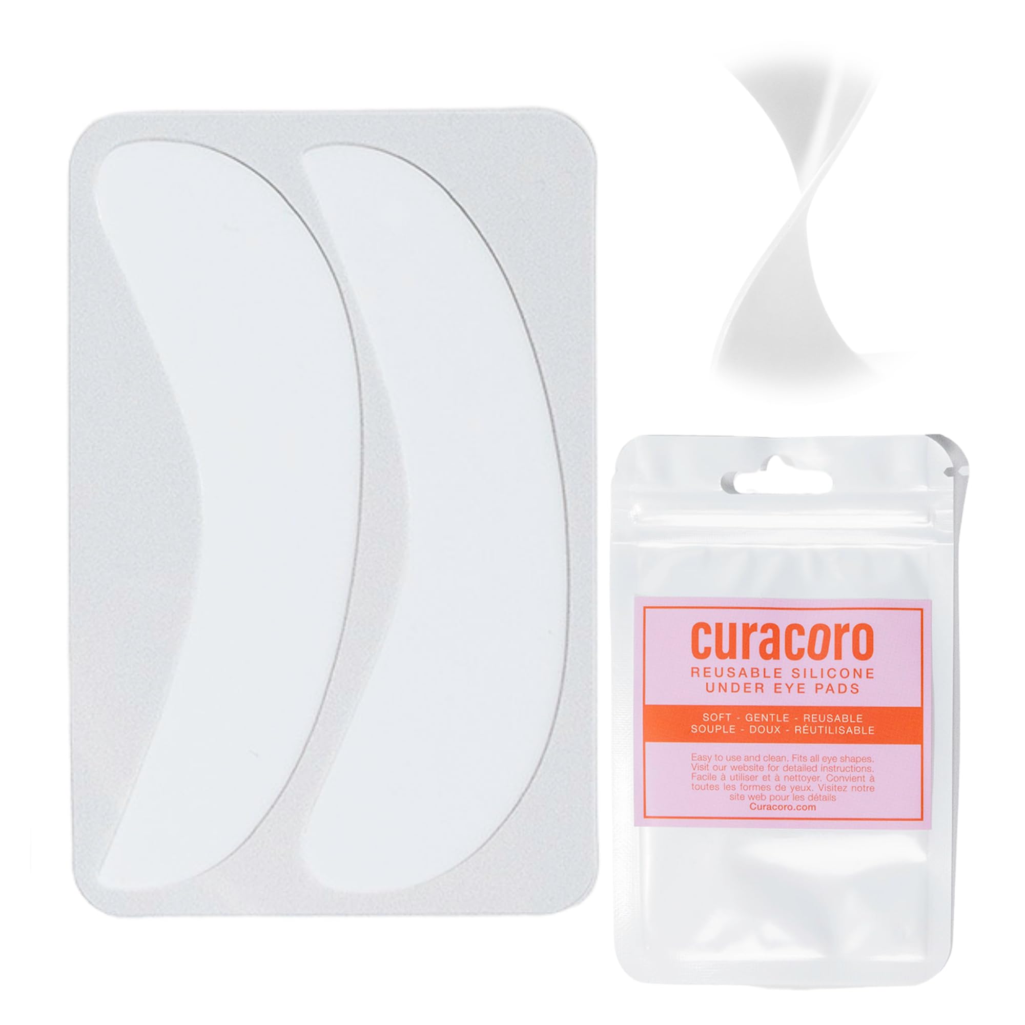 Curacoro Reusable Eye Pads, Silicone Under Eye Patches Lash Lift Cover Eyelash Extension | Soft Pads for Sensitive Skin during Eyelash Perm Lamination