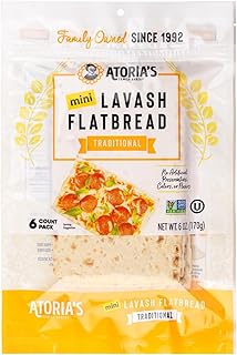 Atoria's Family Bakery Mini Traditional Lavash Flatbread 8 Pack | 48 Ind...