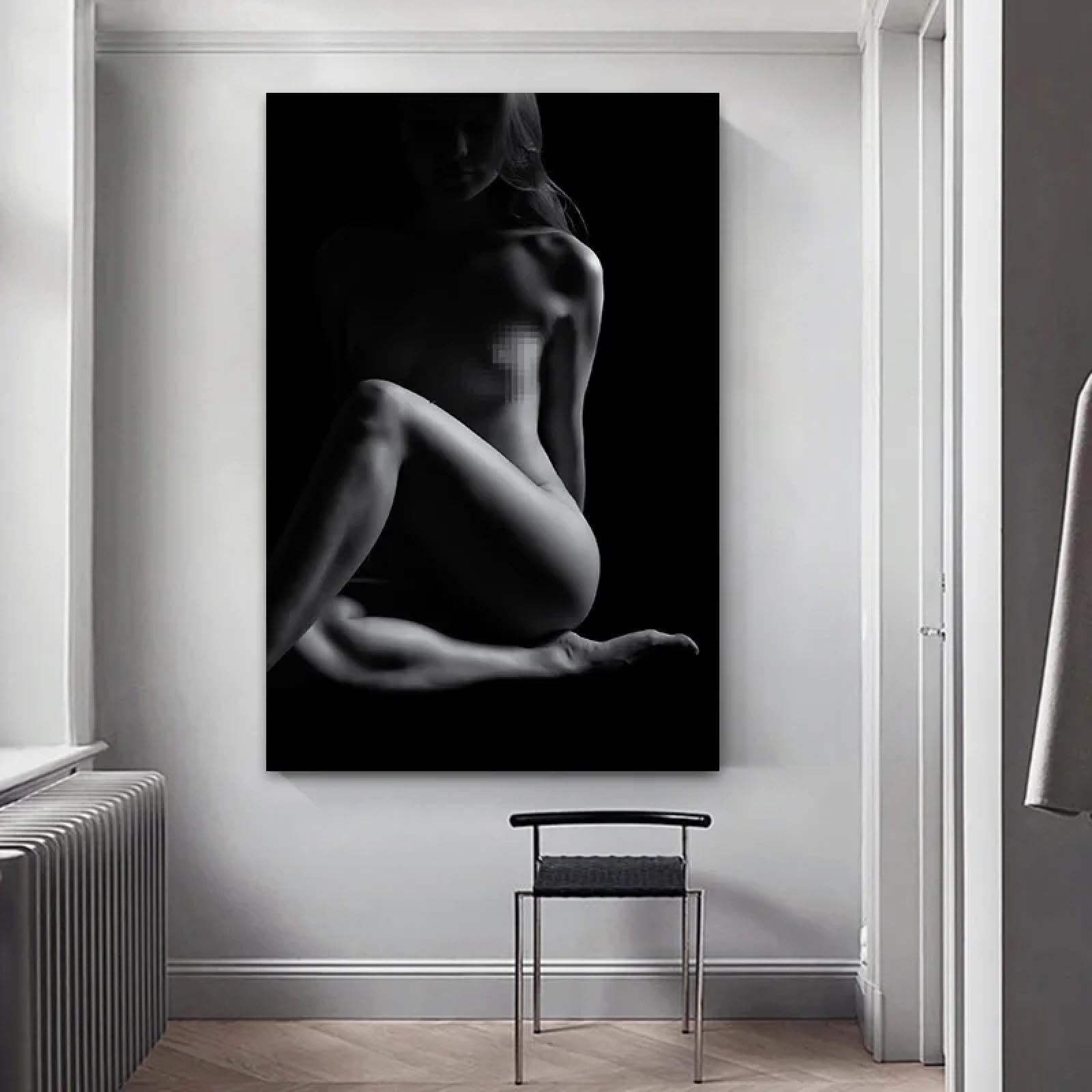 KEMEIQI Affiches et impressions d'art sexy en noir et blanc, forme féminine moderne, peinture sur toile, images murales pour chambre à coucher, décoration de la maison, 70 x 100 cm, sans cadre