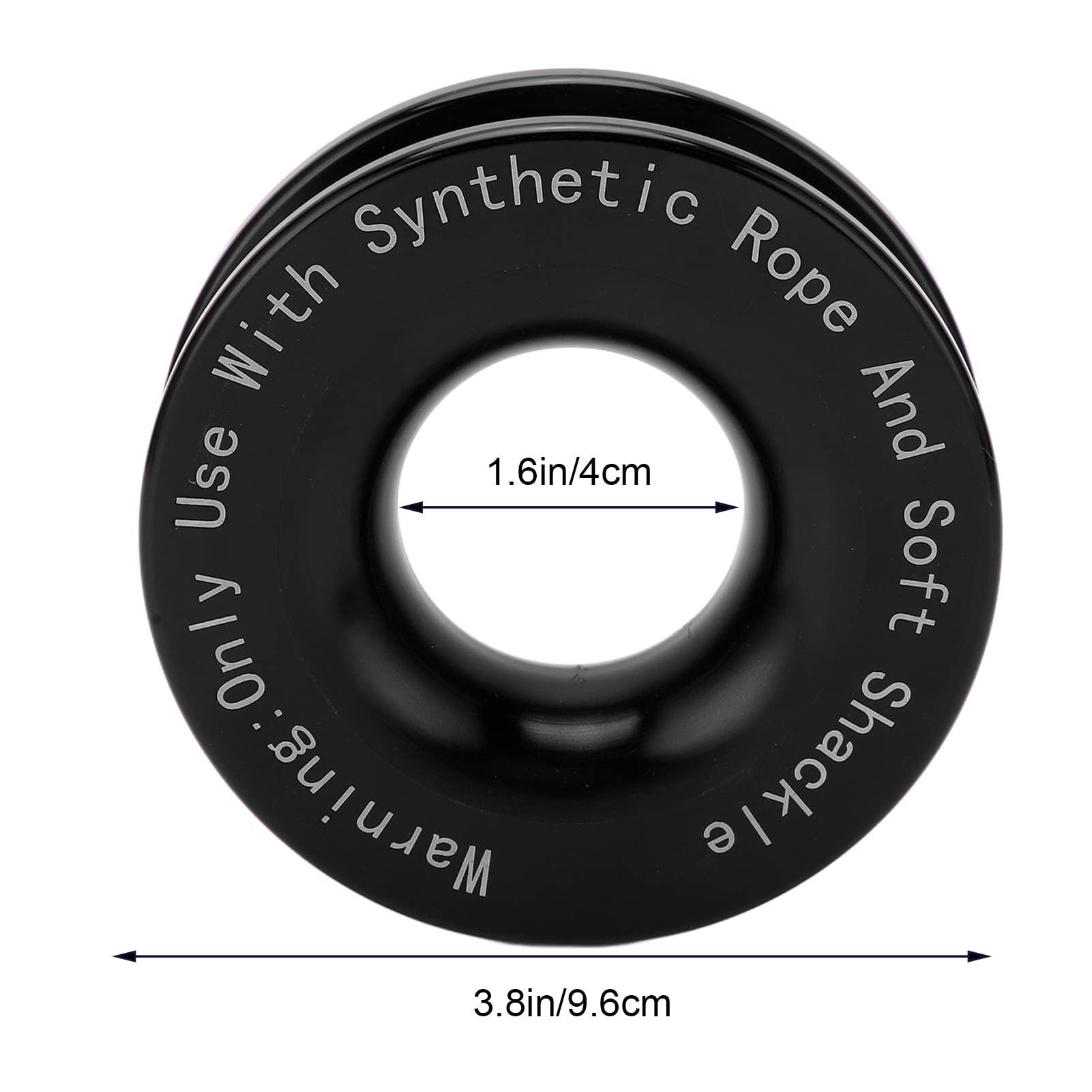 Klanata 41000lbs Aluminum Winch Recovery Ring, High Strength Snatch Block for 7/16in to 3/8in Ropes, Compatible with 1/2in Soft Shackle (Black)