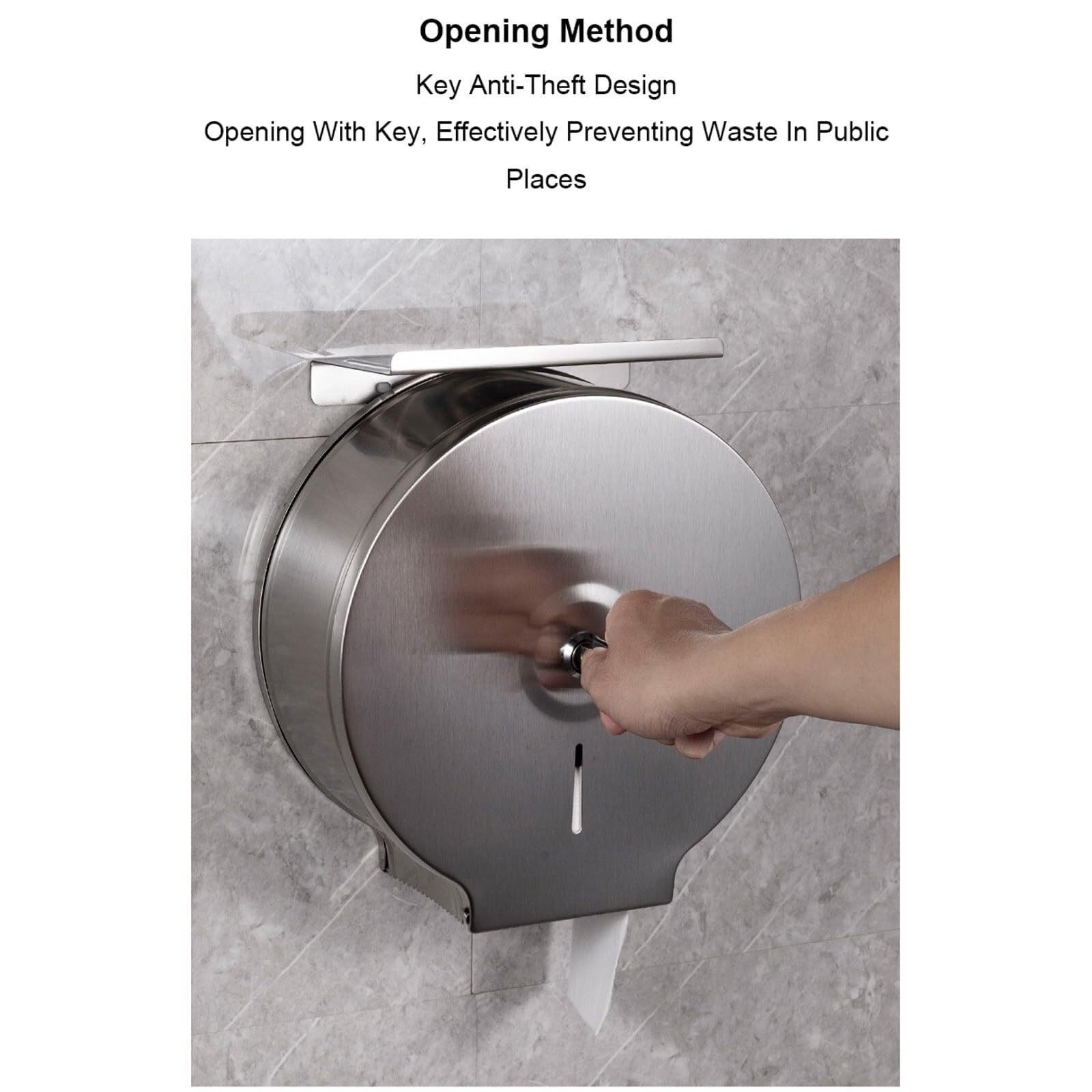 Dispensador de toallas de papel de acero inoxidable para montaje en pared, redondo, comercial, dispensador de toallas de mano con rollo de bloqueo, dispensador de papel higiénico para uso doméstico