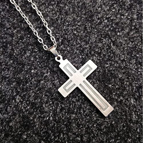 Cross Pendant Necklace, Stainless Steel, Glow in Dark, Luminescent, 2 PCS3