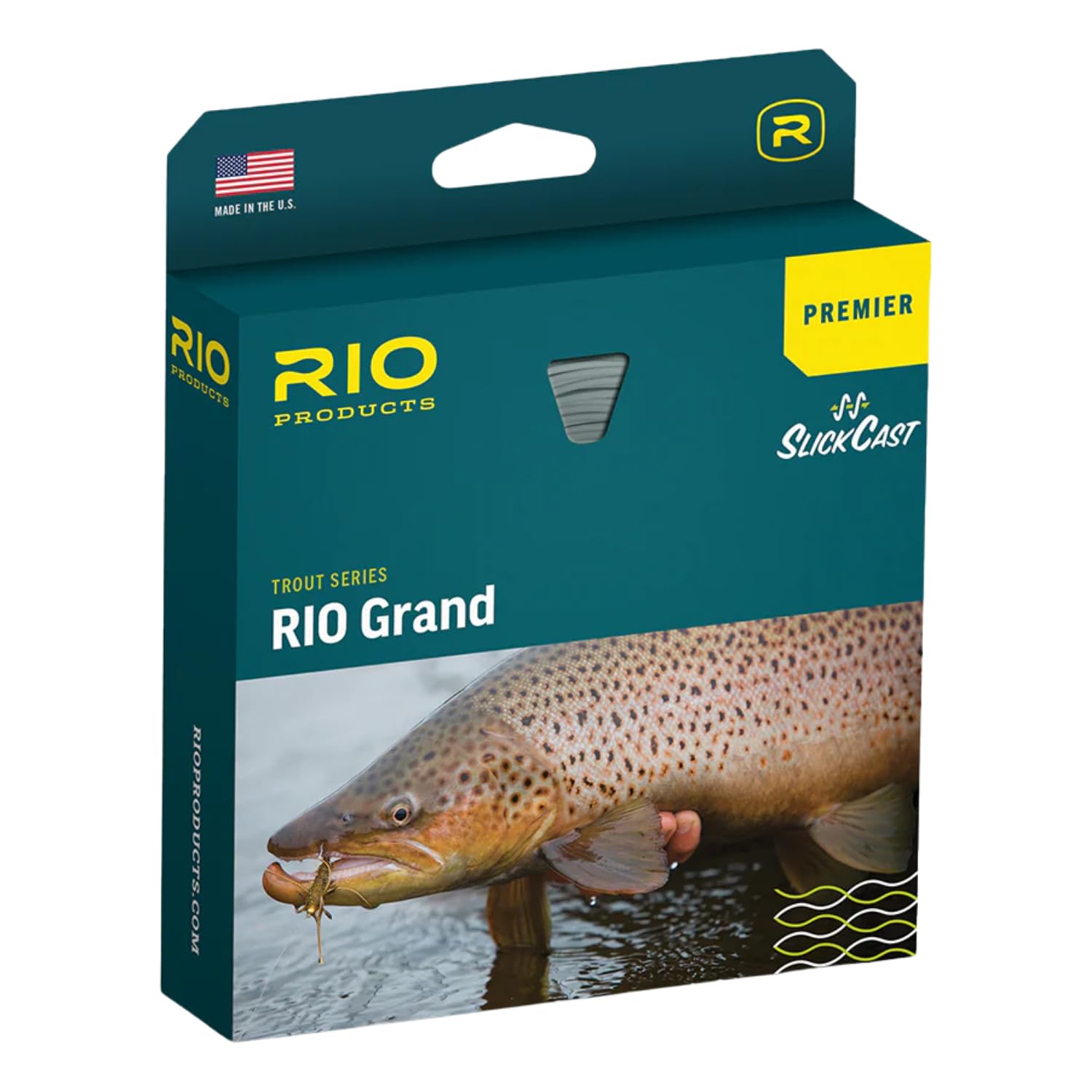 RIO Products Premier Rio Grand Fly Line, Slick Cast Trout Series, East Casting Fly Fishing Line, Coldwater Core Design, Camo/Tan, 90ft, WF8F