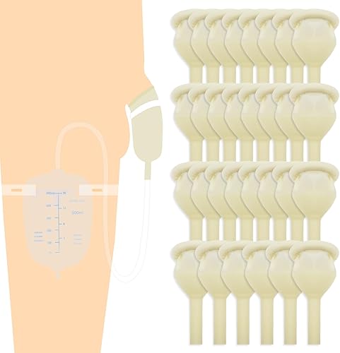 Juego de 30 catéteres de condón de látex, autoadhesivos, fáciles de poner, uso diurno y nocturno, drenaje rápido y fácil, sin reflujo, sin fugas (30