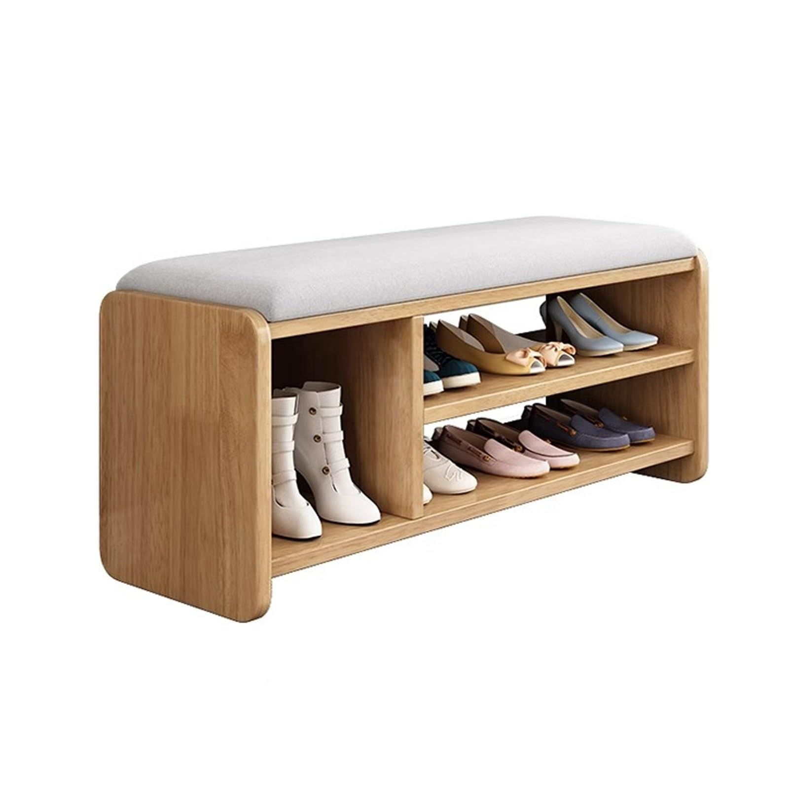 MSHGSKU Modern Shoe Bench with Cushioned Seat – Upholstered Entryway Shelf Perfect for Living Room Hallway and Bedside nization