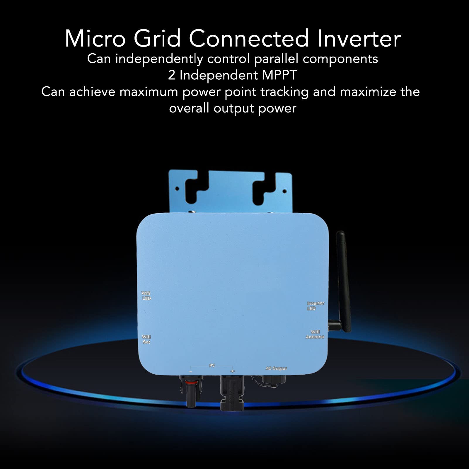 Micro Inversor Solar WiFi, Salida de Onda Sinusoidal Pura IP65 Inversor Conectado a la Red 120V 230V Identificación Automática Enchufe de la UE para el Hogar (500W)